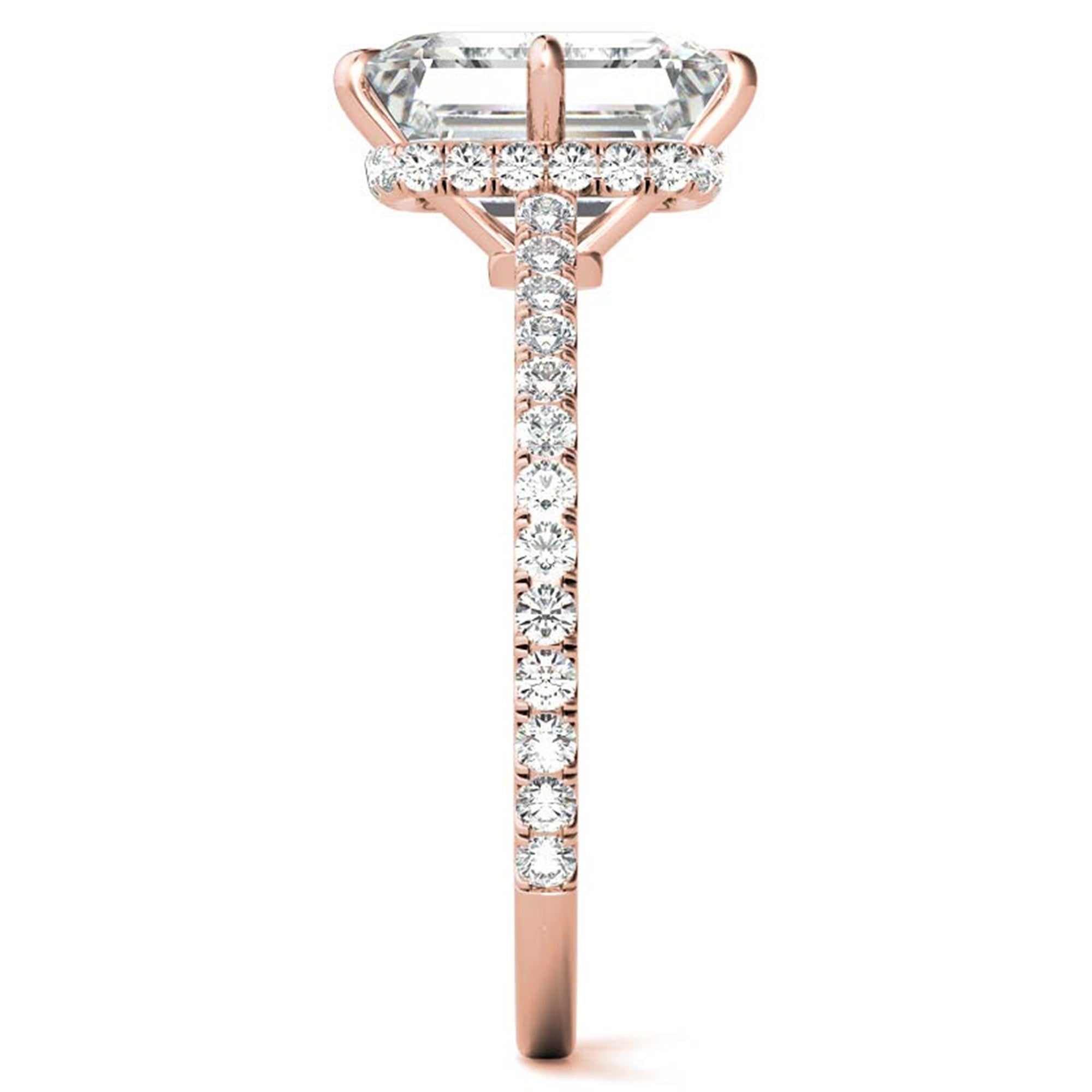 Adjustable Engagement Sterling Silver Rose Gold Emerald Cut Ring For Woman