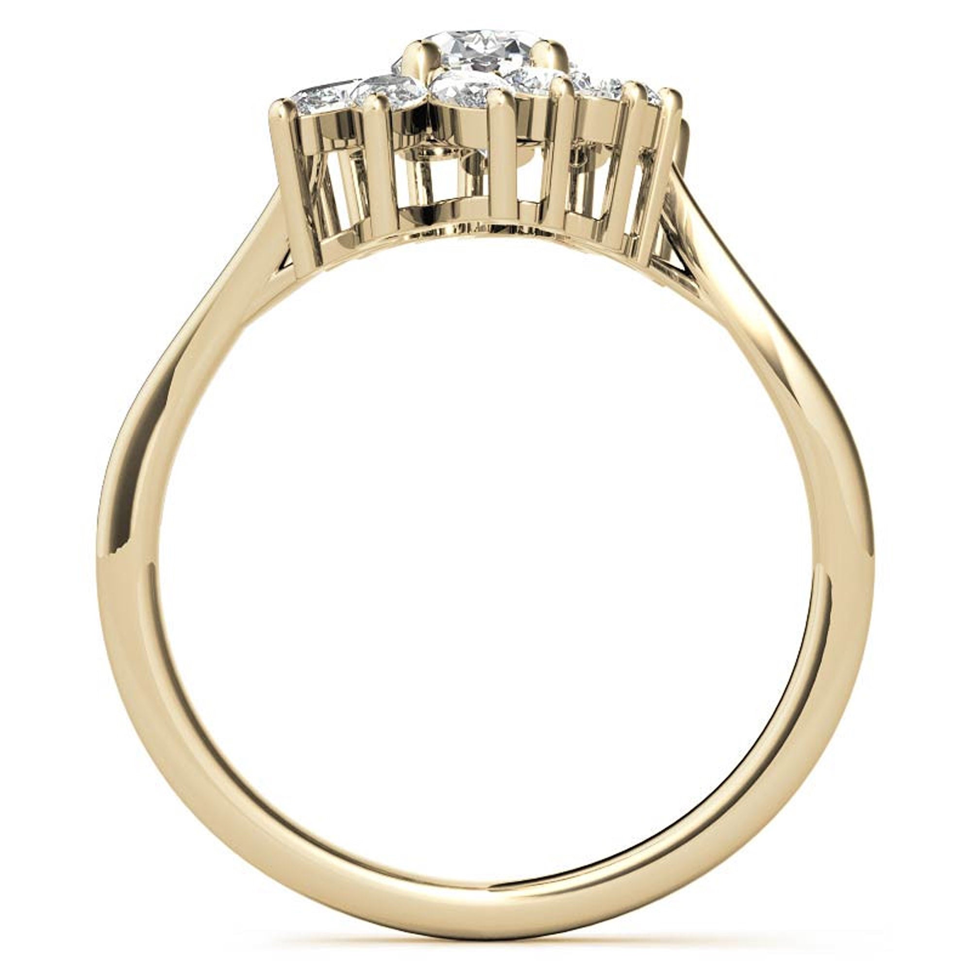 Stunning Oval Halo Ring - Adjustable Sterling Silver with Yellow Gold Plating