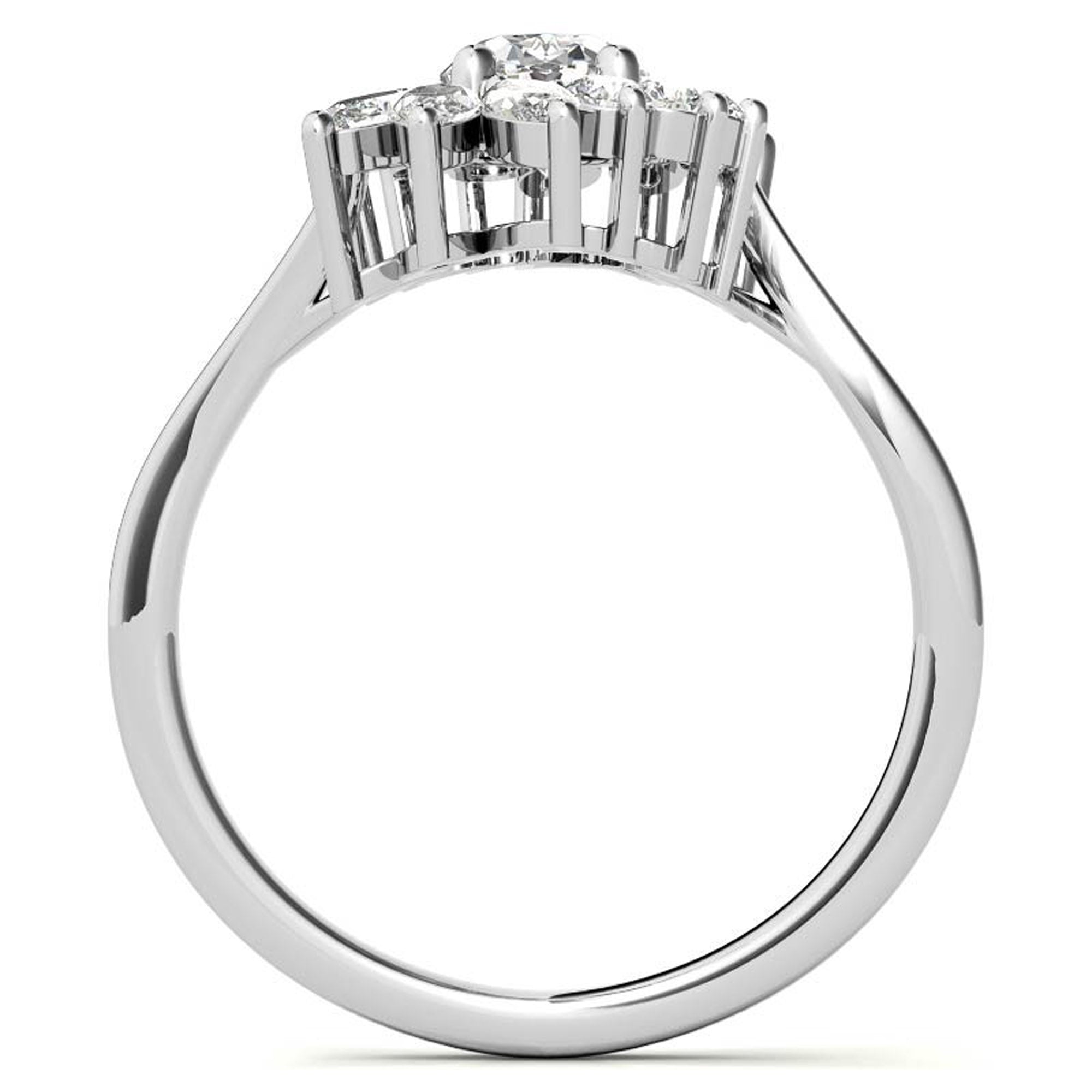 Stunning Adjustable Oval Halo Ring | Sterling Silver with White Gold Plating