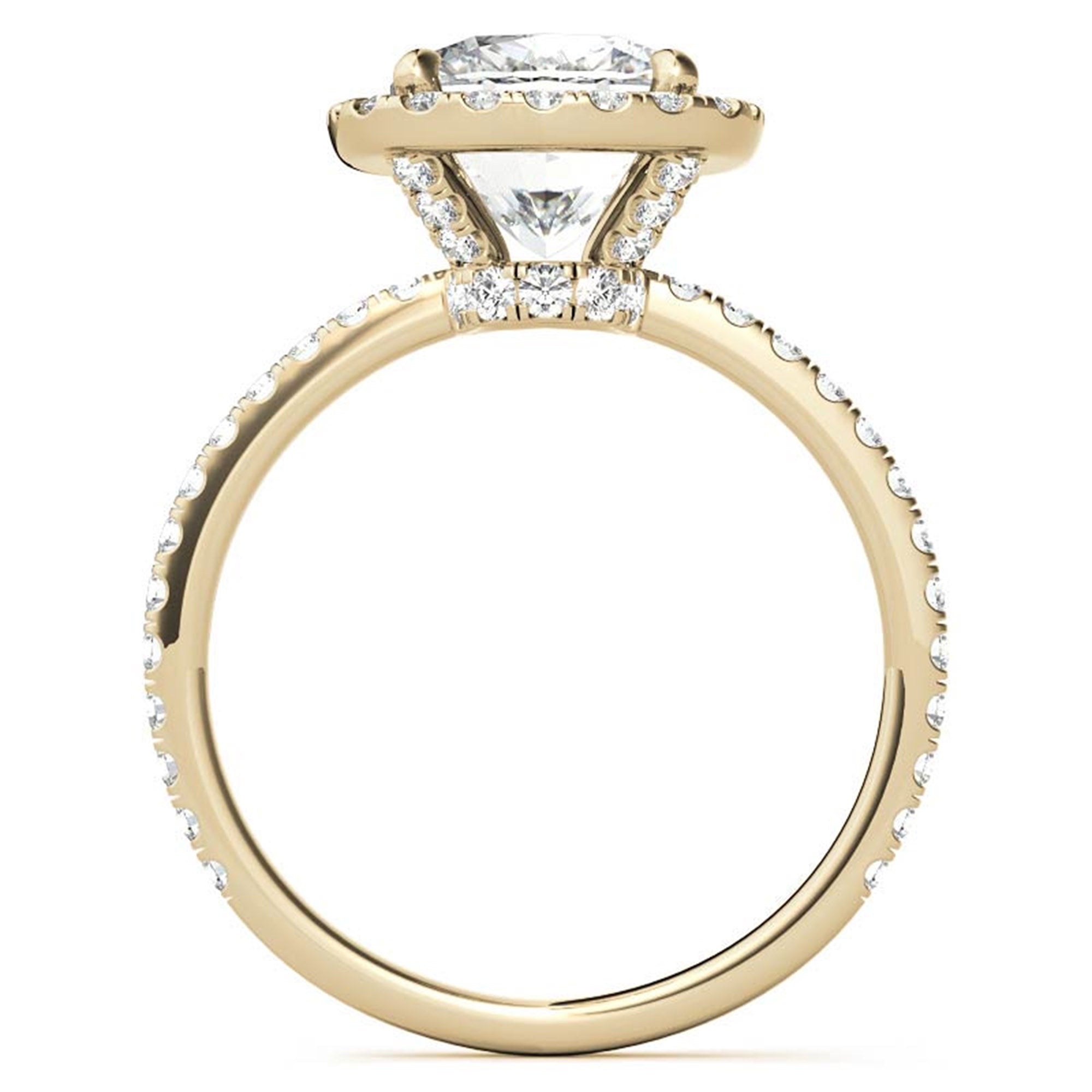 Adjustable Radiant Sterling Silver Yellow Gold Elongated Cushion-Cut Solitaire Halo Ring For Women