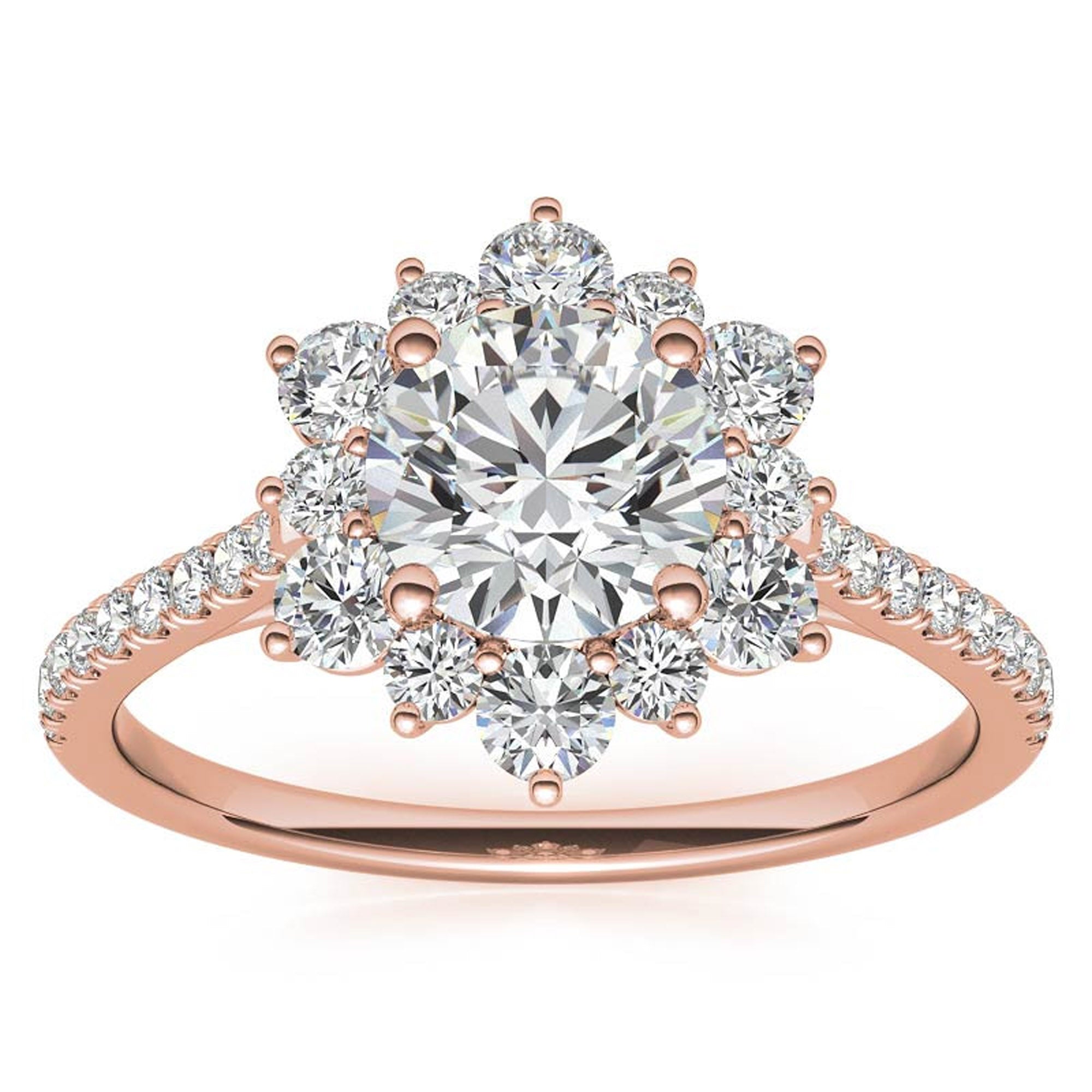 Rose Gold Floral Halo Stackable Ring Set