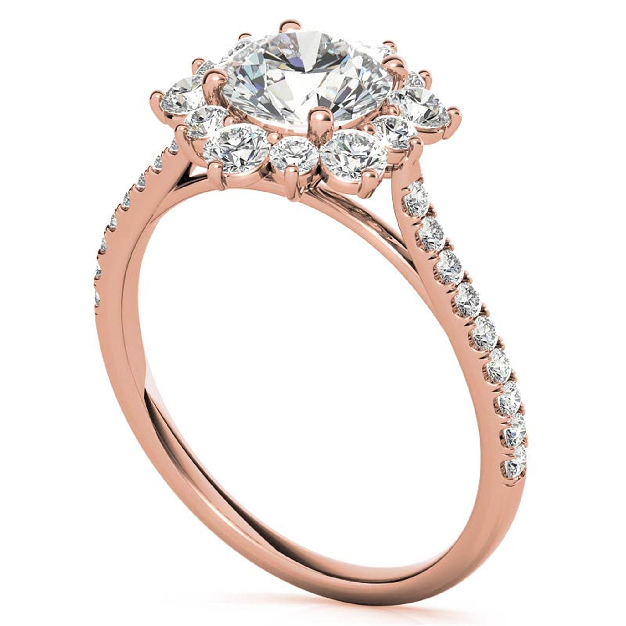 Rose Gold Floral Halo Stackable Ring Set