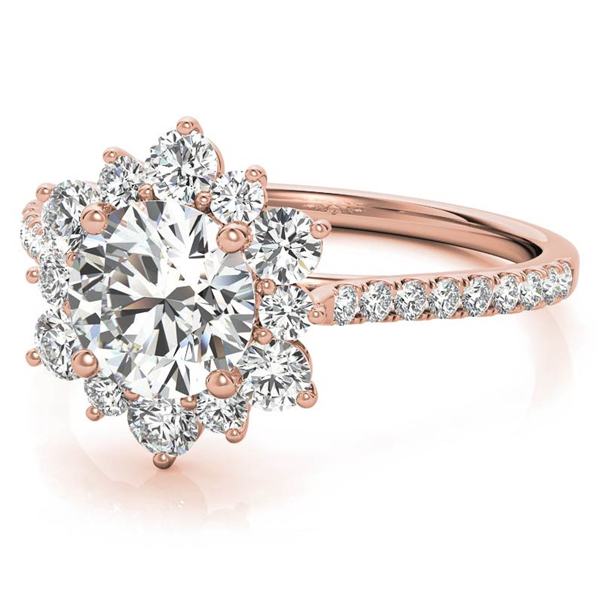 Rose Gold Floral Halo Stackable Ring Set