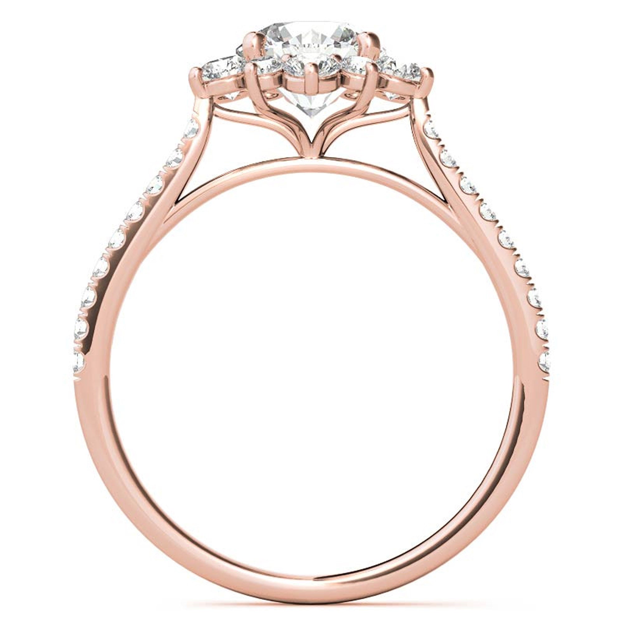 Rose Gold Floral Halo Stackable Ring Set