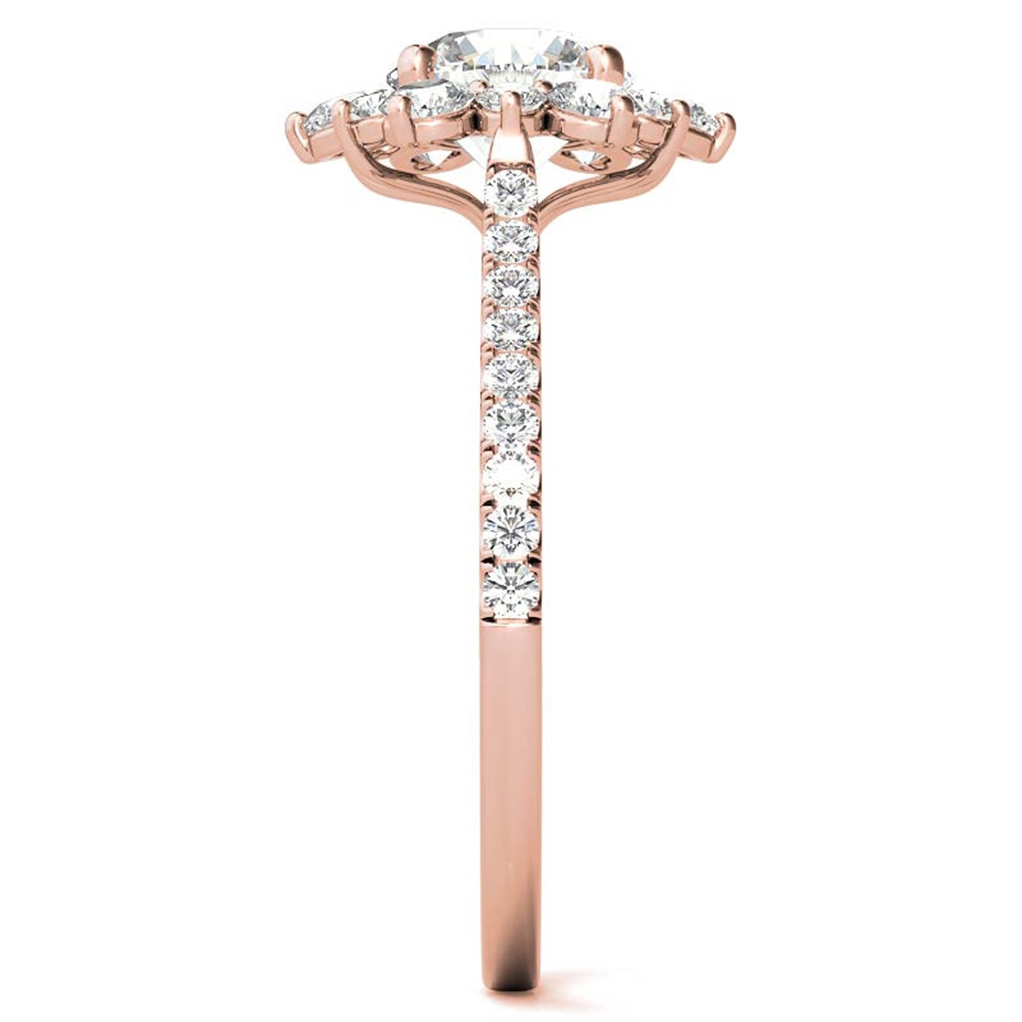 Rose Gold Floral Halo Stackable Ring Set