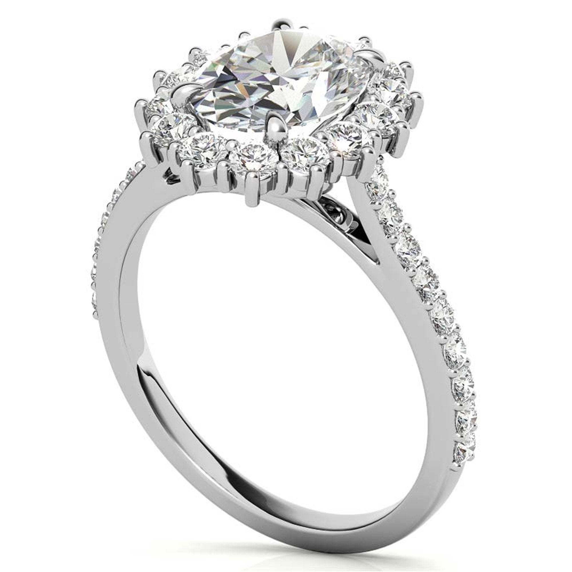 Stunning Floral Inspired Adjustable Ring | Sterling Silver with White Gold Plating