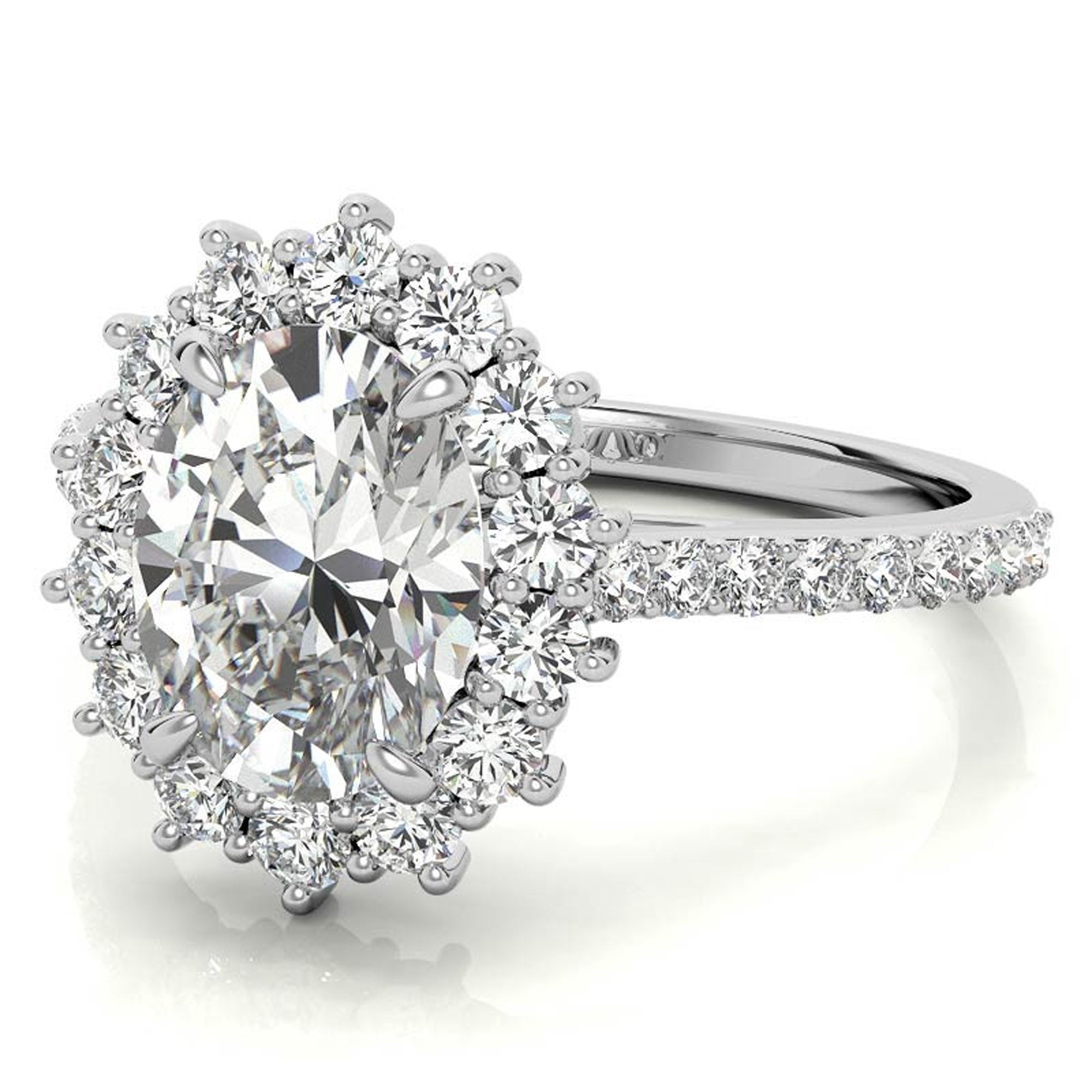 Stunning Floral Inspired Adjustable Ring | Sterling Silver with White Gold Plating