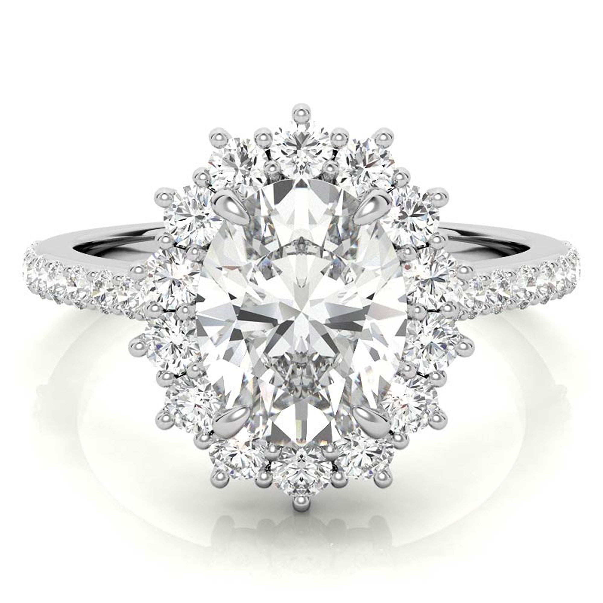 Stunning Floral Inspired Adjustable Ring | Sterling Silver with White Gold Plating