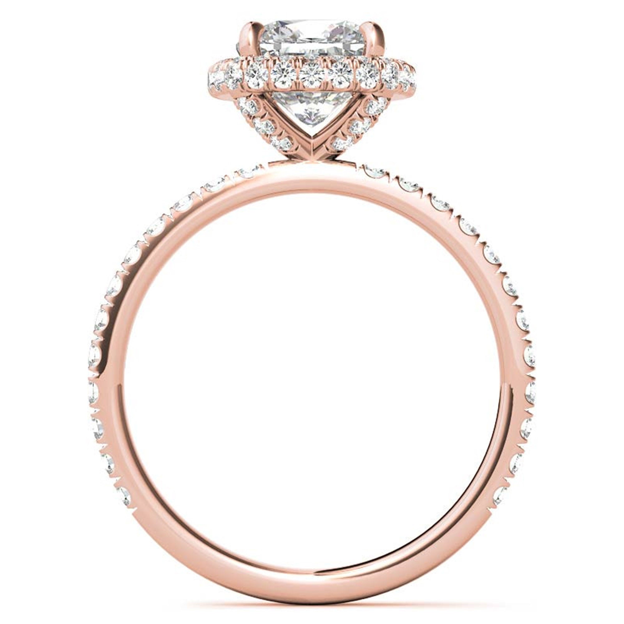 Adjustable Sterling Silver Chic Rose Gold Cushion-Cut Halo Diamond Engagement Ring For Women