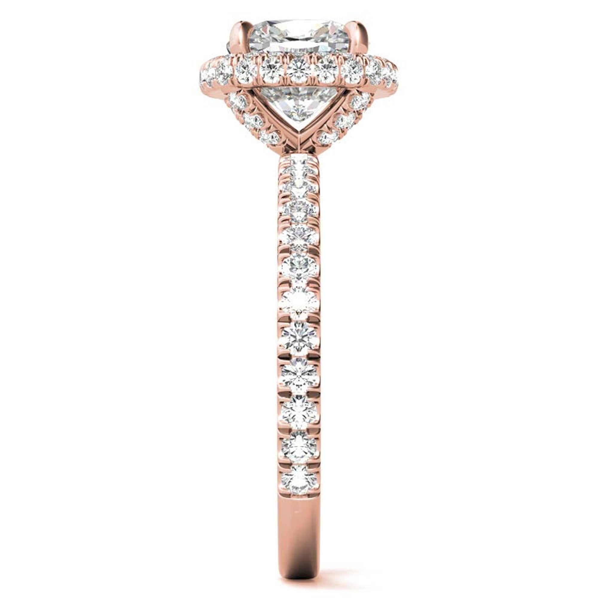 Adjustable Sterling Silver Chic Rose Gold Cushion-Cut Halo Diamond Engagement Ring For Women