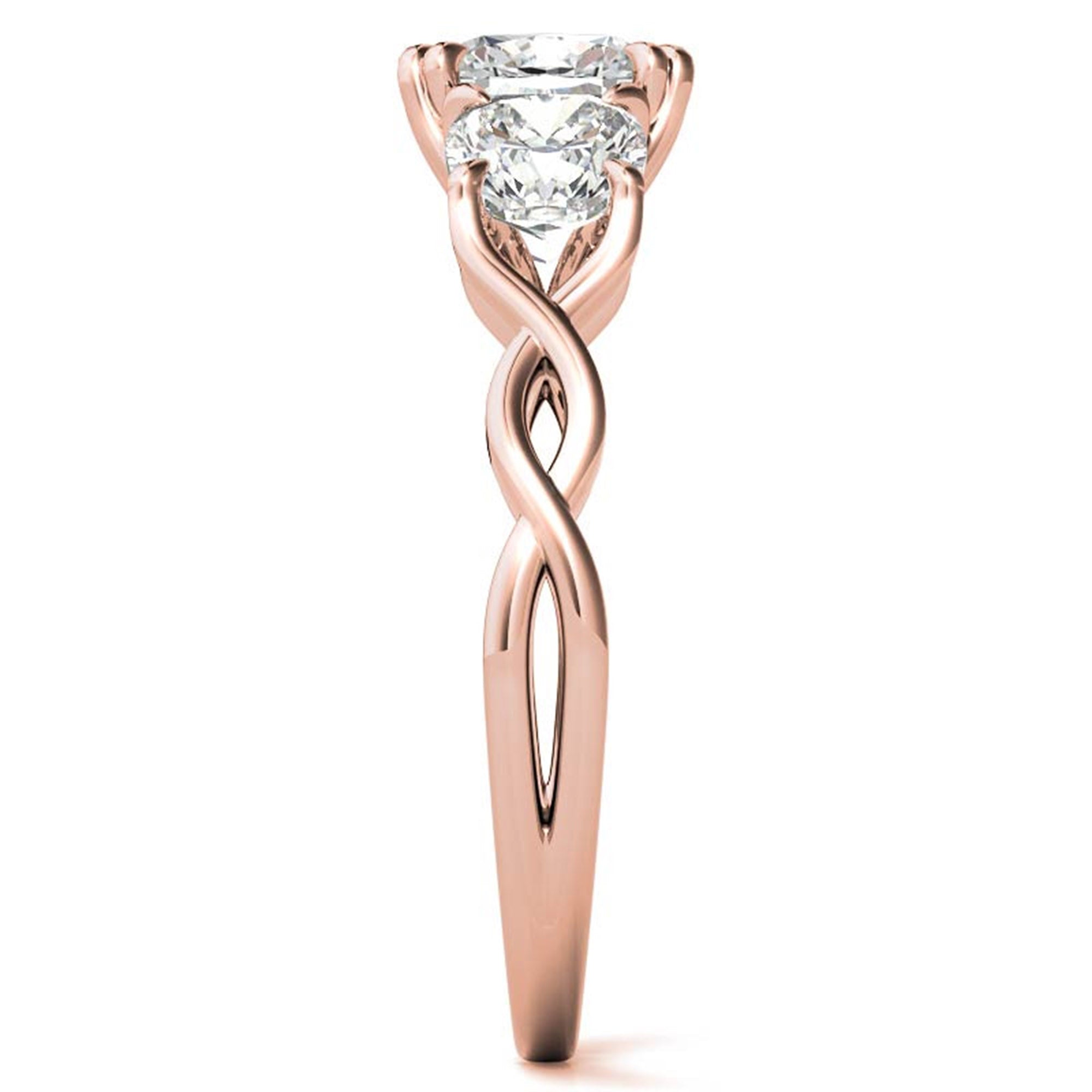 Three-Stone Cushion-Cut Rose Gold Adjustable Sterling Silver  Engagement Ring For Women