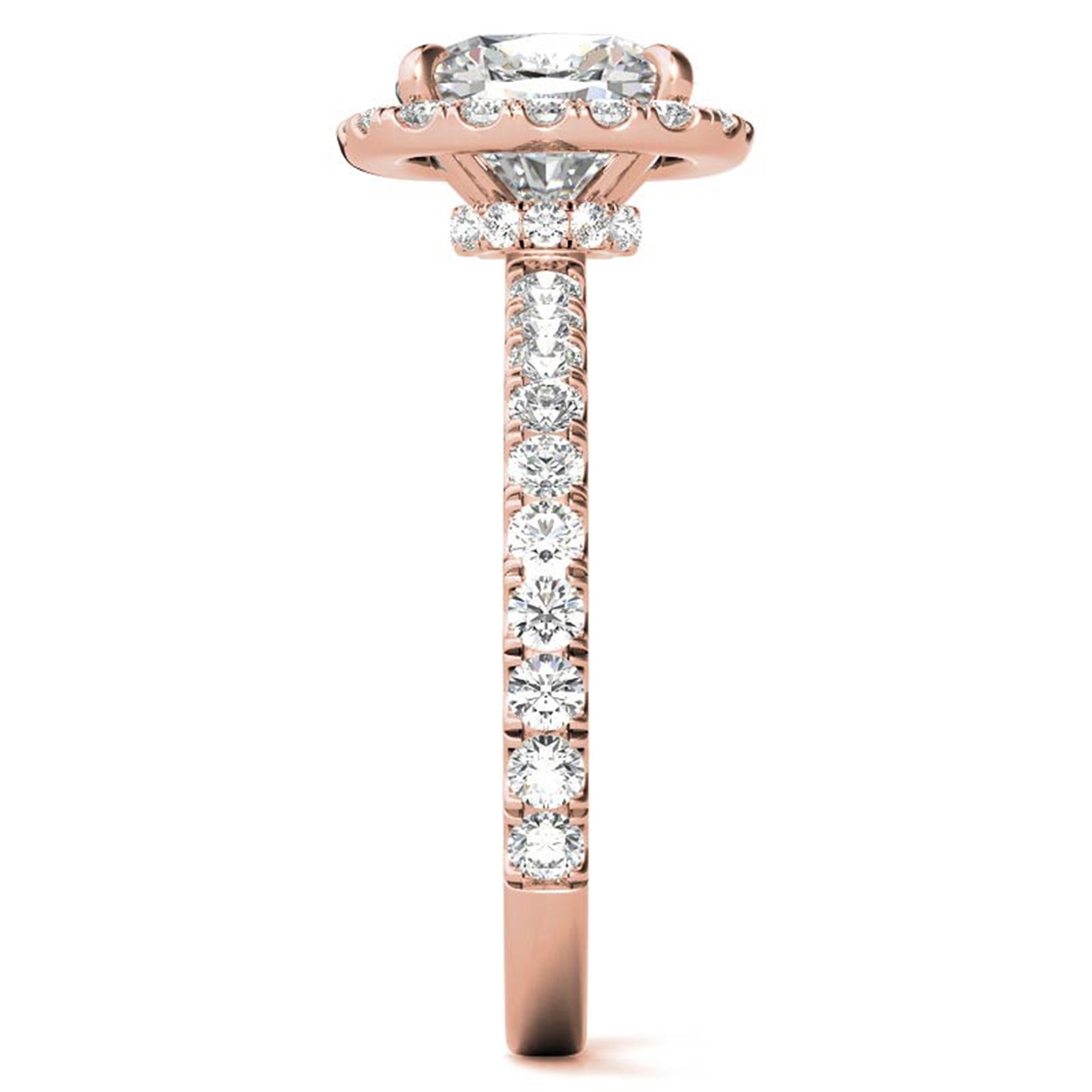 Adjustable Sterling Silver Graceful Rose Gold Cushion-Cut Halo Ring For Women