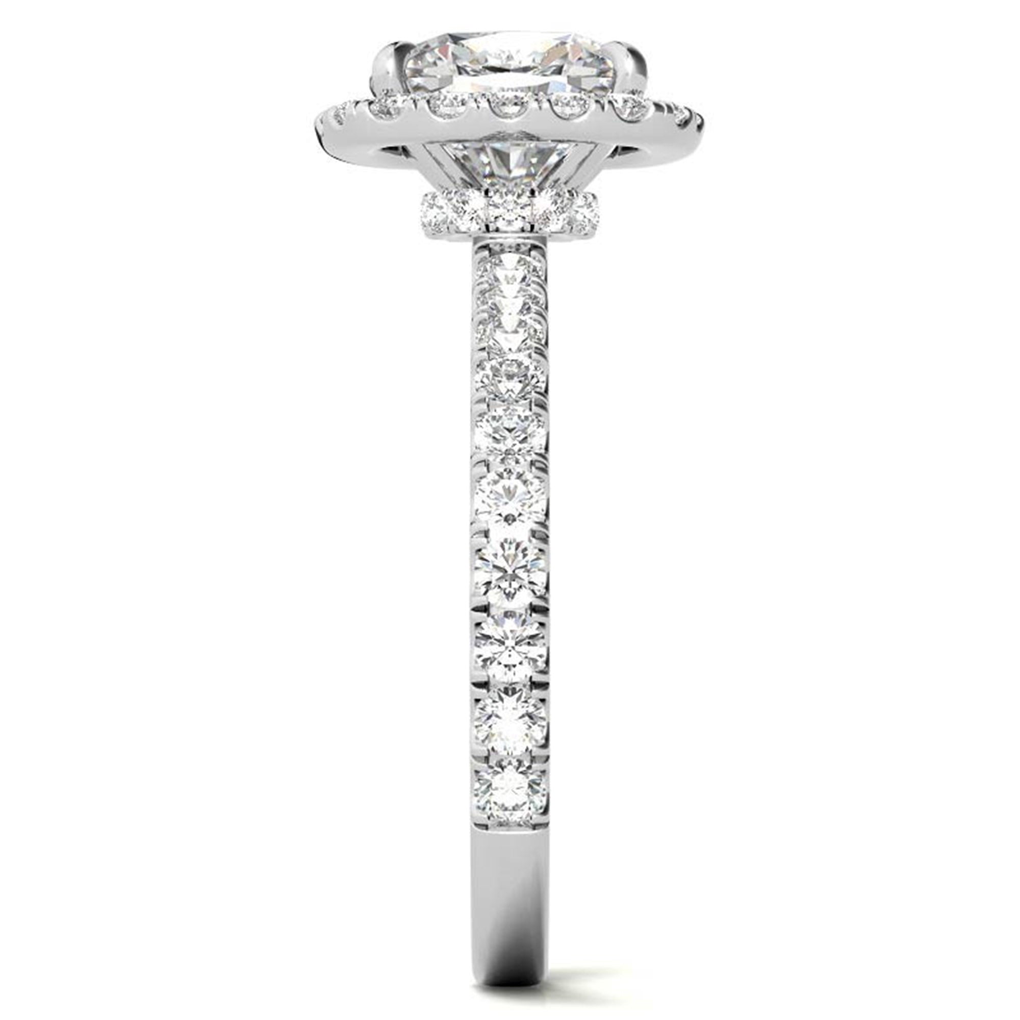 Adjustable Sterling Silver Graceful White Gold Cushion-Cut Halo Ring For Women