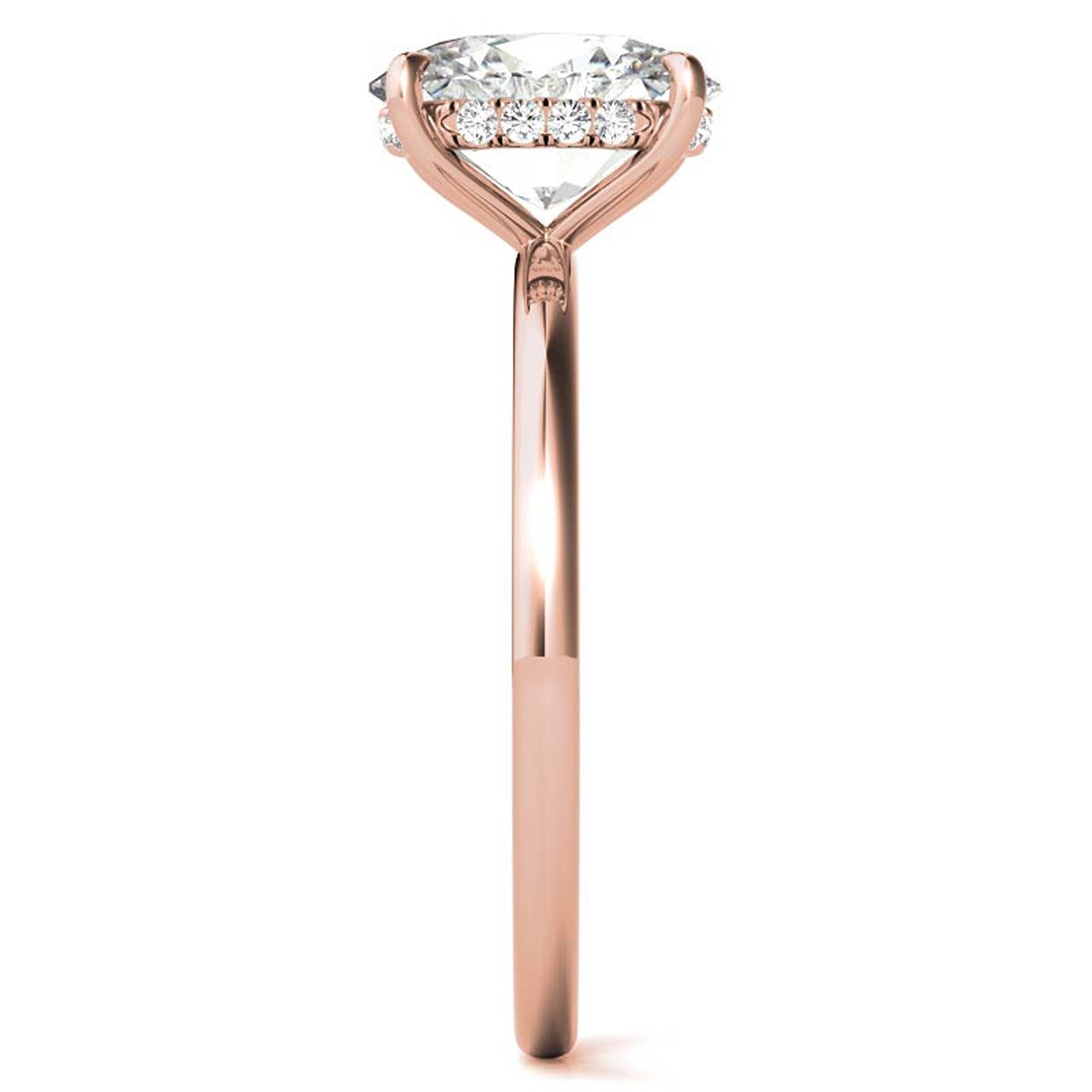 Sterling Silver Adjustable Solitaire Oval-Cut Minimalist Rose Gold Engagement Ring for Women