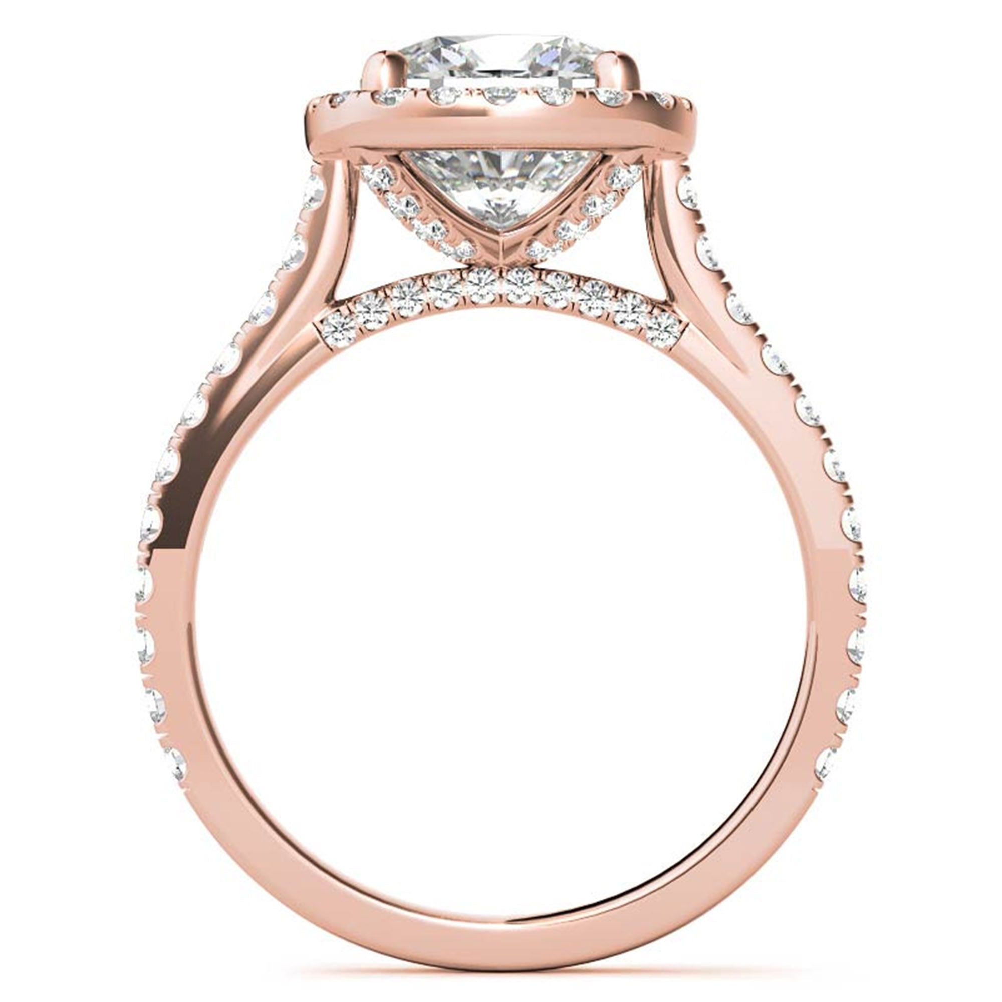 Cushion Cut Rose Gold Adjustable Sterling Silver Graceful Halo Solitaire Ring For Women