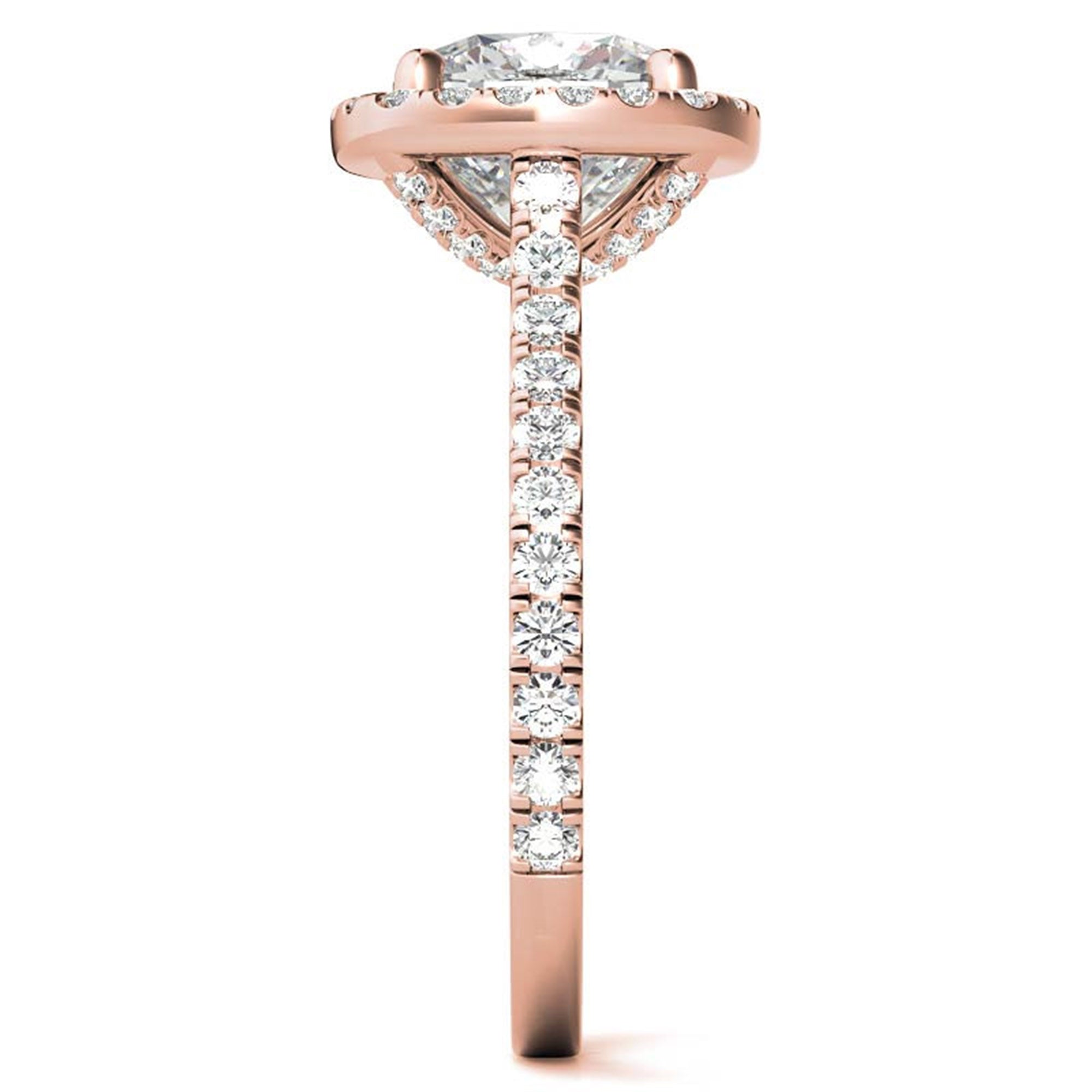 Cushion Cut Rose Gold Adjustable Sterling Silver Graceful Halo Solitaire Ring For Women