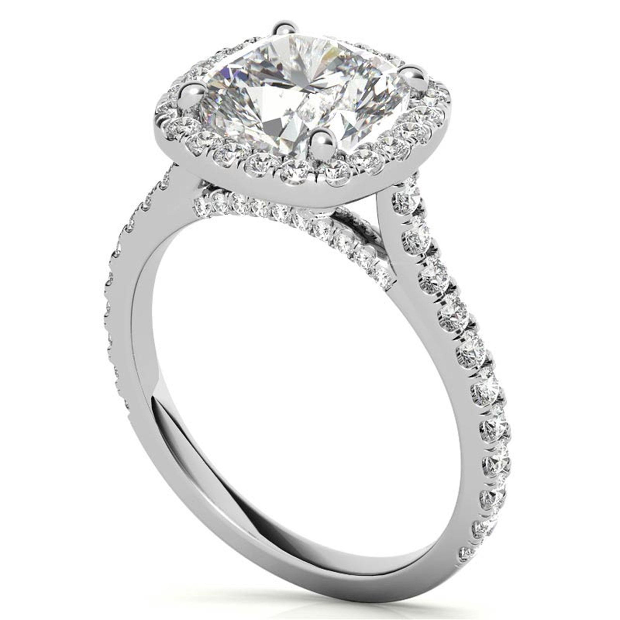 Cushion Cut White Gold Adjustable Sterling Silver Graceful Halo Solitaire Ring For Women