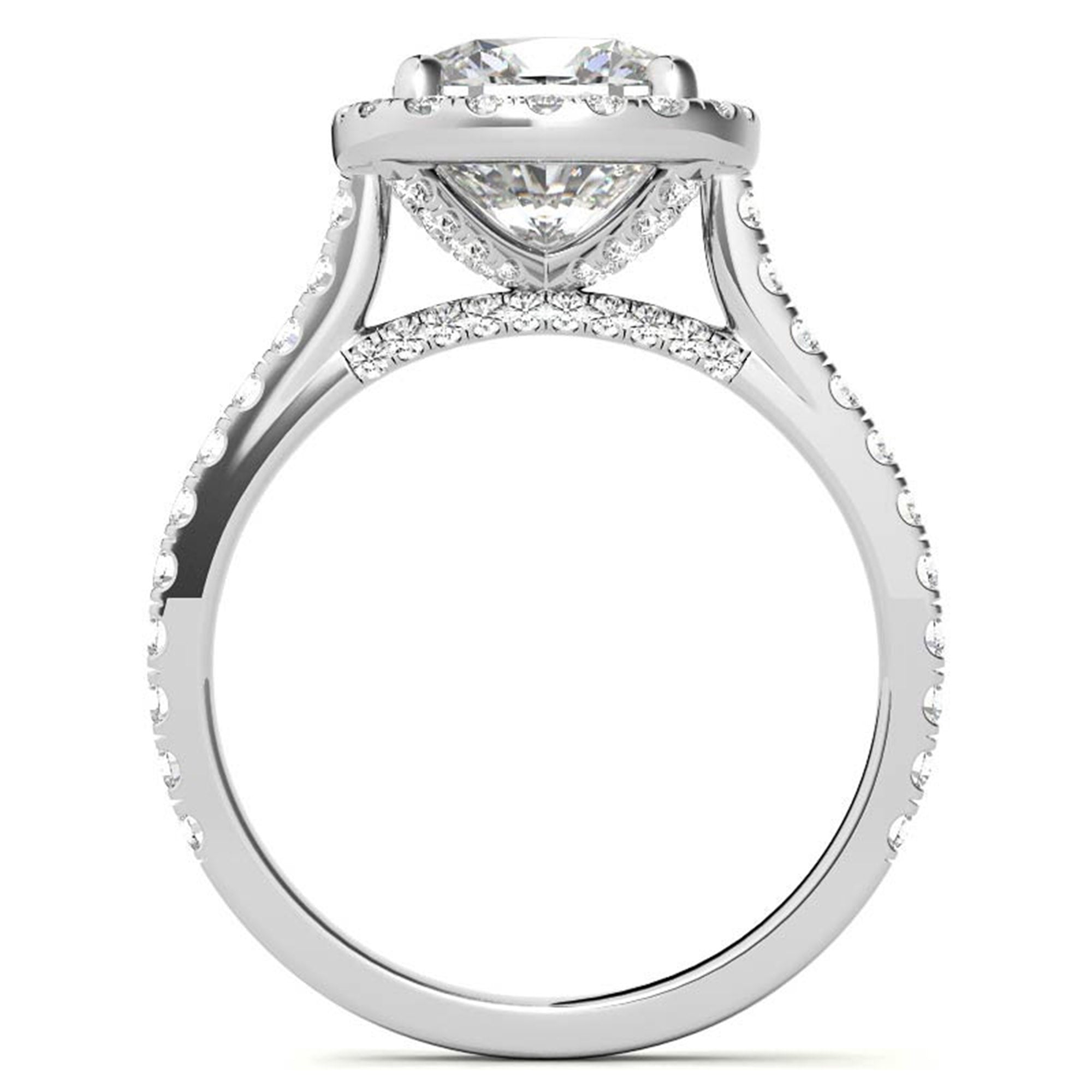 Cushion Cut White Gold Adjustable Sterling Silver Graceful Halo Solitaire Ring For Women