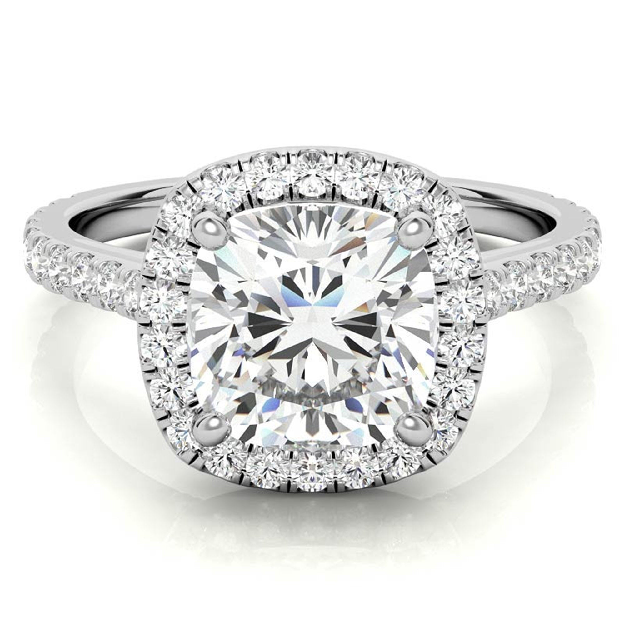 Cushion Cut White Gold Adjustable Sterling Silver Graceful Halo Solitaire Ring For Women