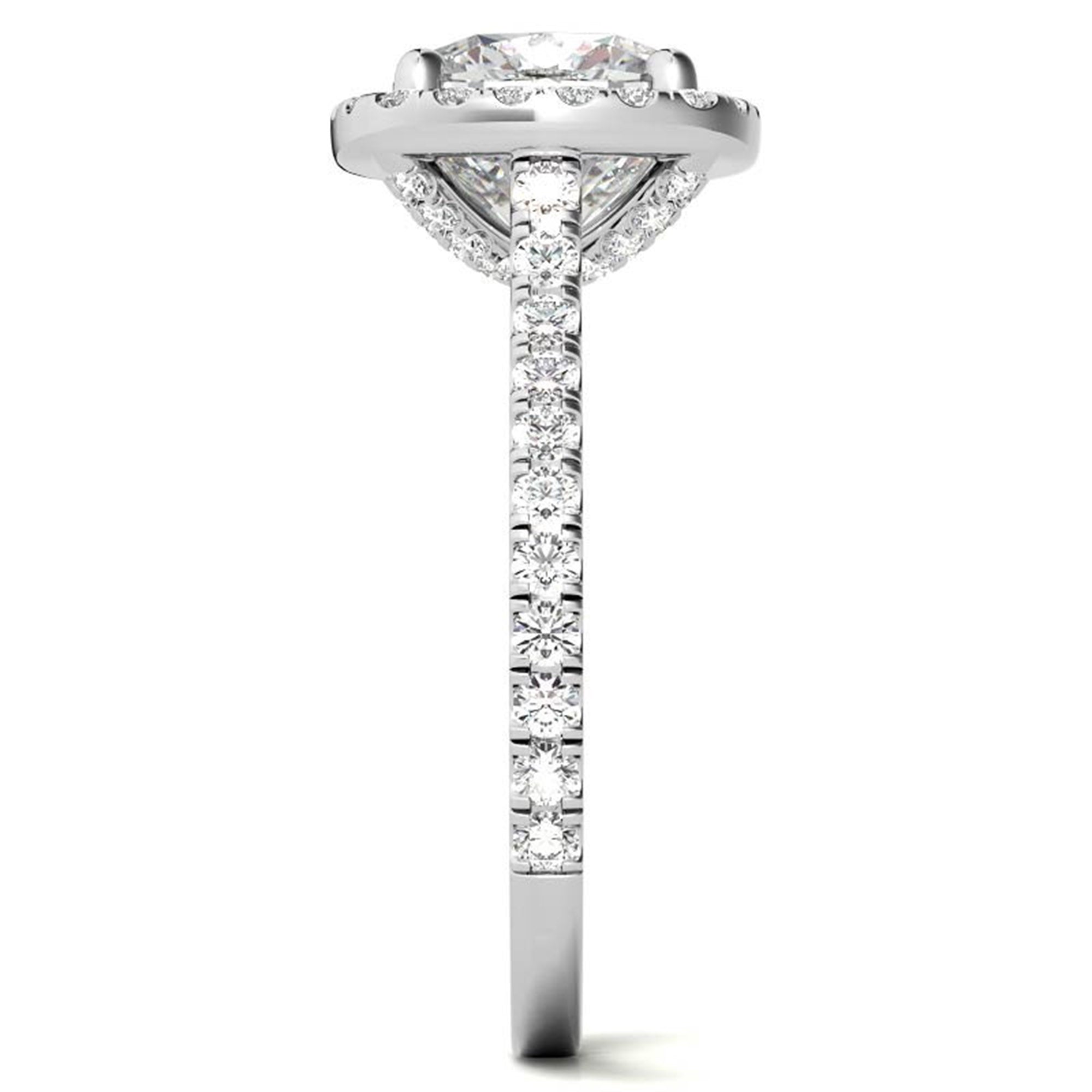 Cushion Cut White Gold Adjustable Sterling Silver Graceful Halo Solitaire Ring For Women