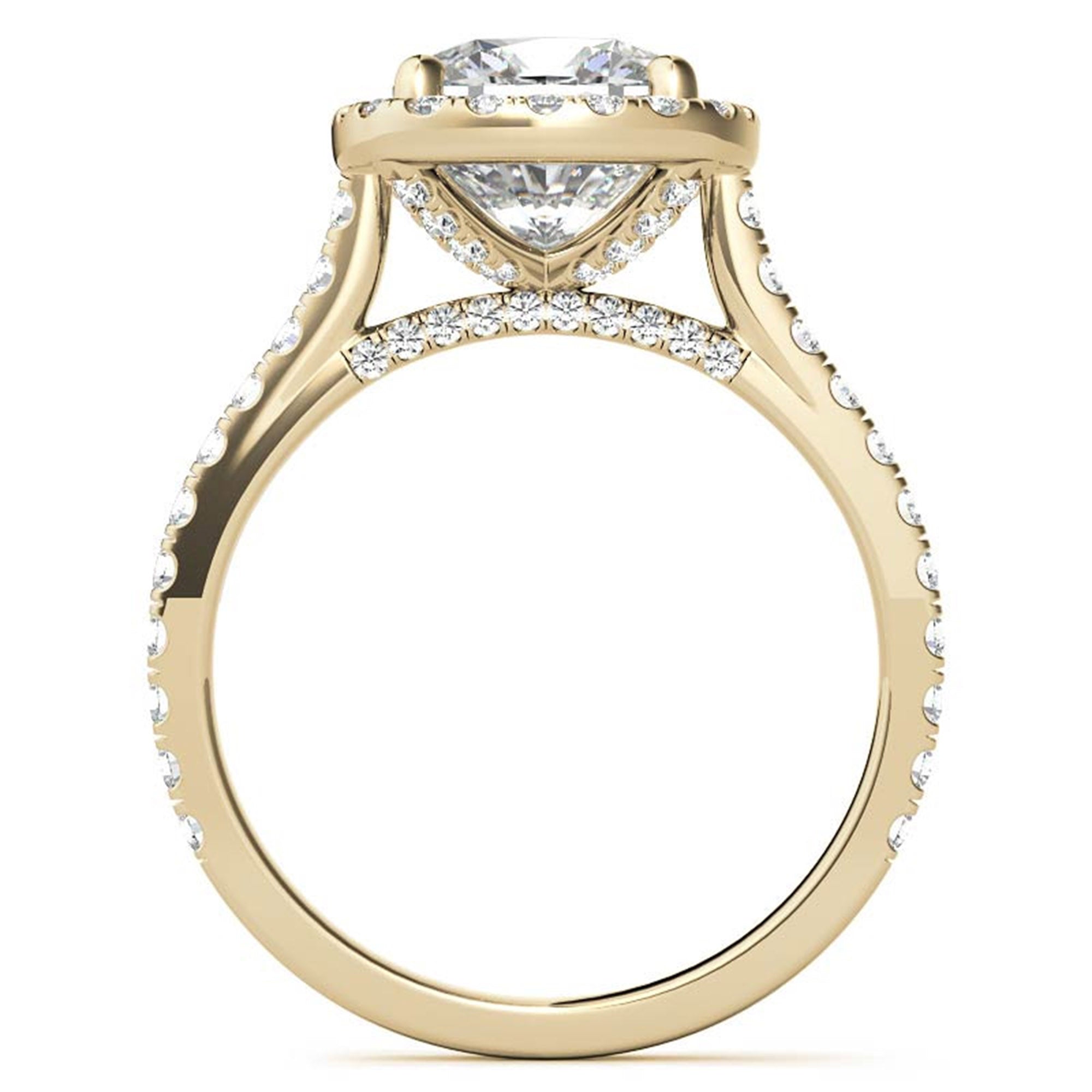 Cushion Cut Yellow Gold Adjustable Sterling Silver Graceful Halo Solitaire Ring For Women