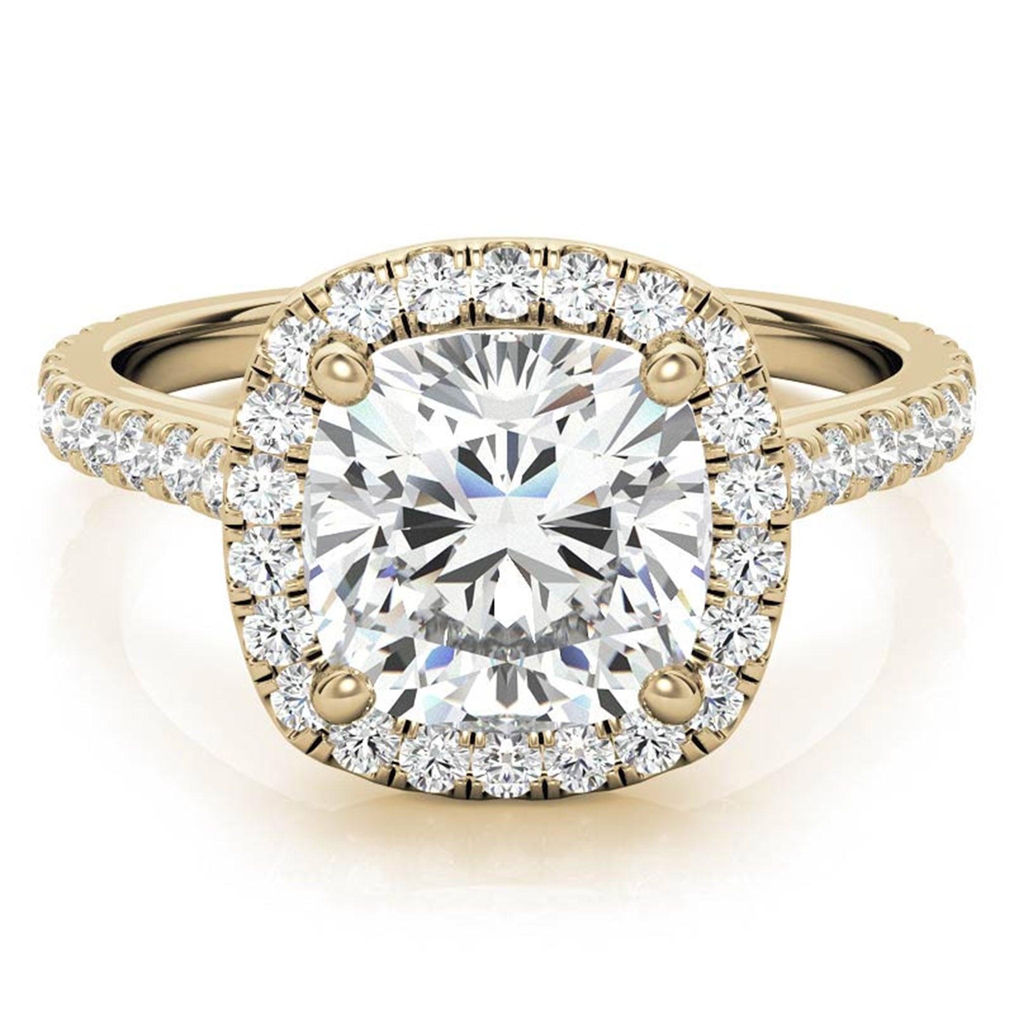 Cushion Cut Yellow Gold Adjustable Sterling Silver Graceful Halo Solitaire Ring For Women