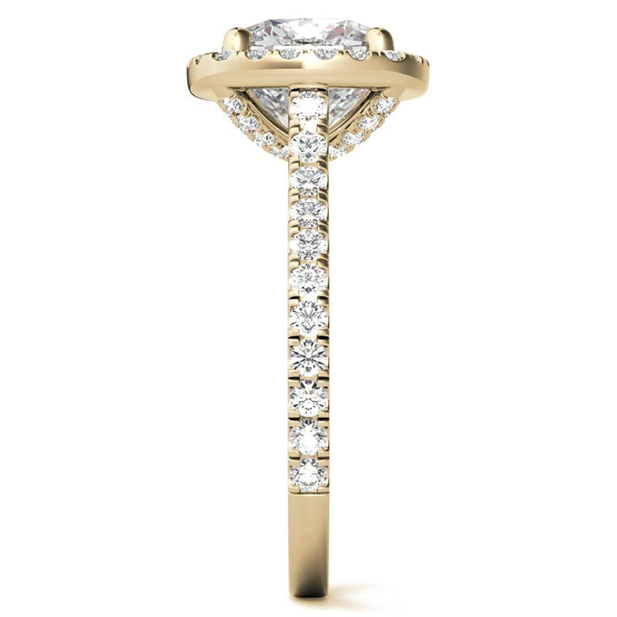 Cushion Cut Yellow Gold Adjustable Sterling Silver Graceful Halo Solitaire Ring For Women
