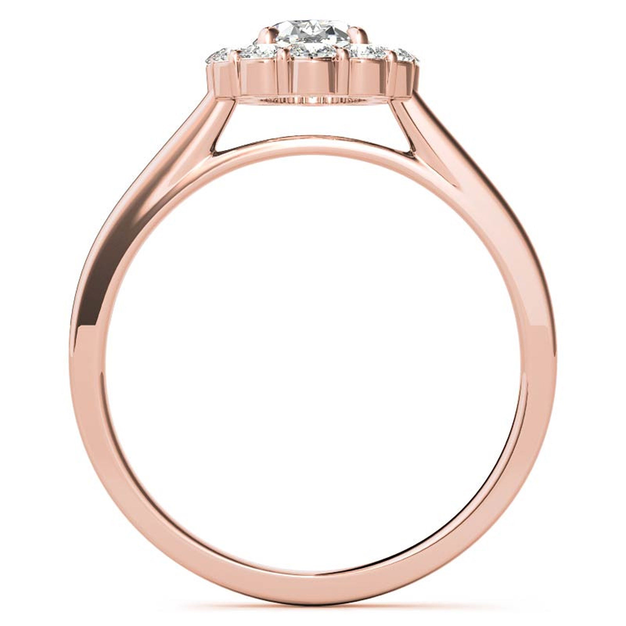 Stunning Sterling Silver Adjustable Ring - Oval Halo Cluster Design, Elegant Rose Gold Plating
