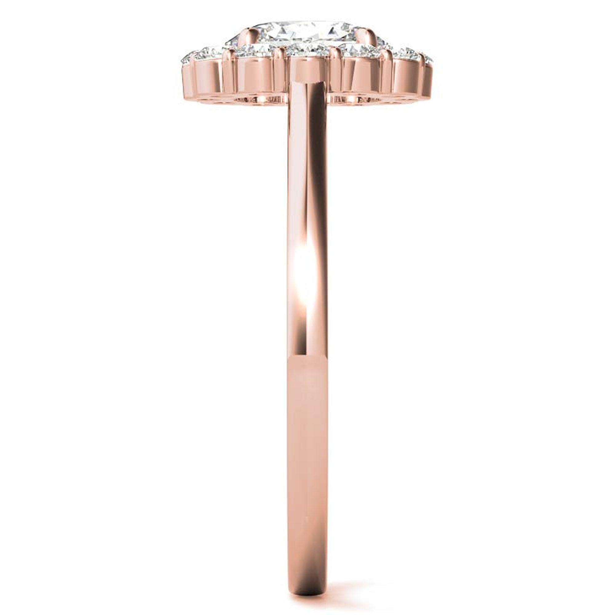 Stunning Sterling Silver Adjustable Ring - Oval Halo Cluster Design, Elegant Rose Gold Plating