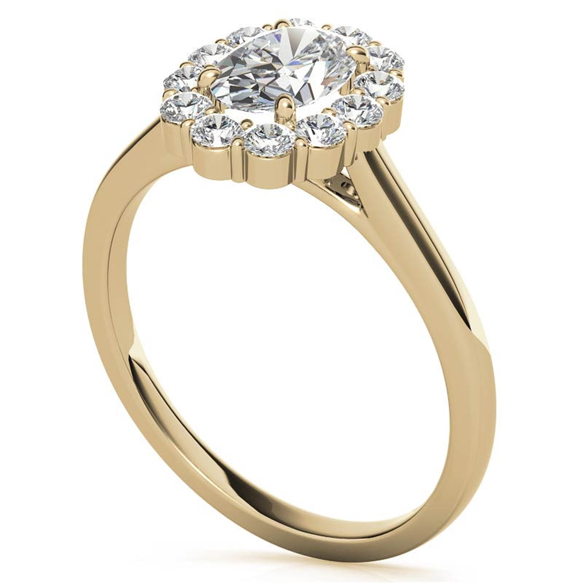 Stunning Adjustable Oval Halo Cluster Ring in Sterling Silver with Yellow Gold Plating