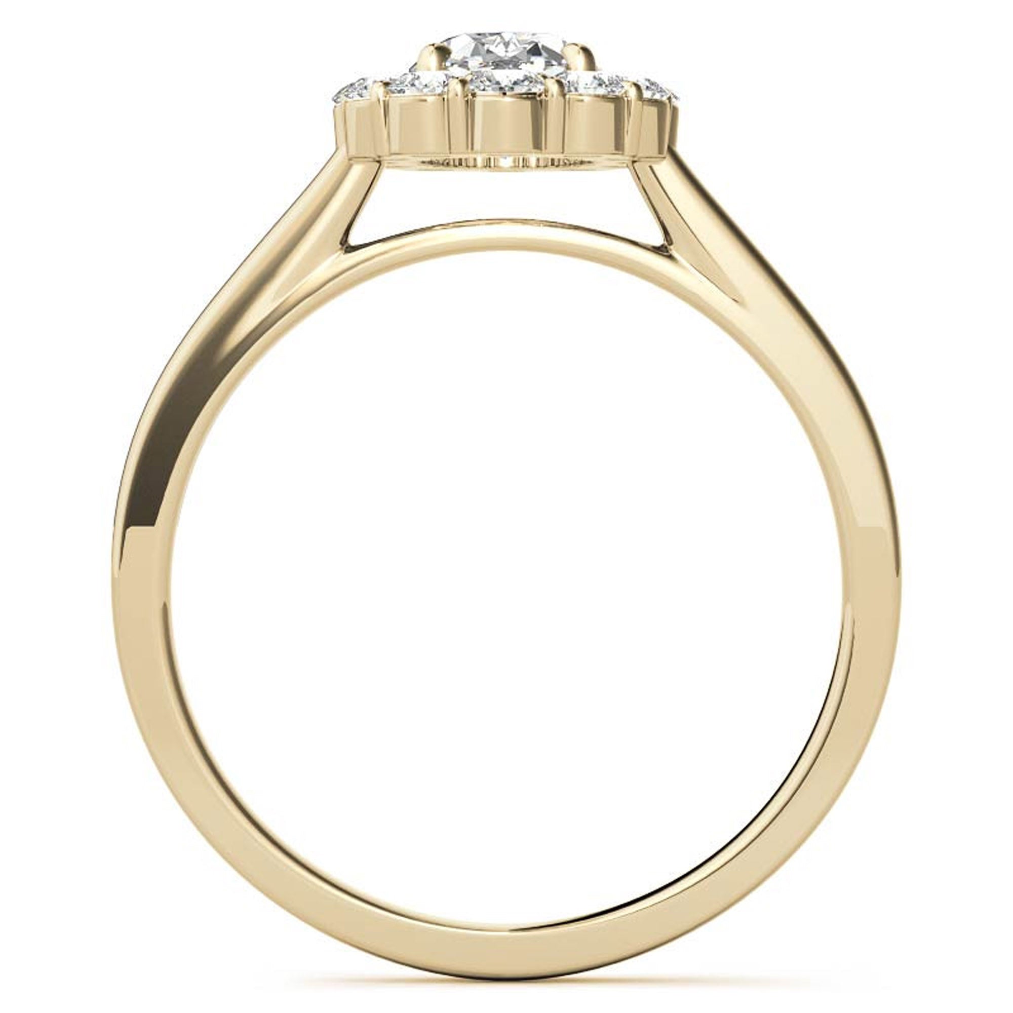 Stunning Adjustable Oval Halo Cluster Ring in Sterling Silver with Yellow Gold Plating