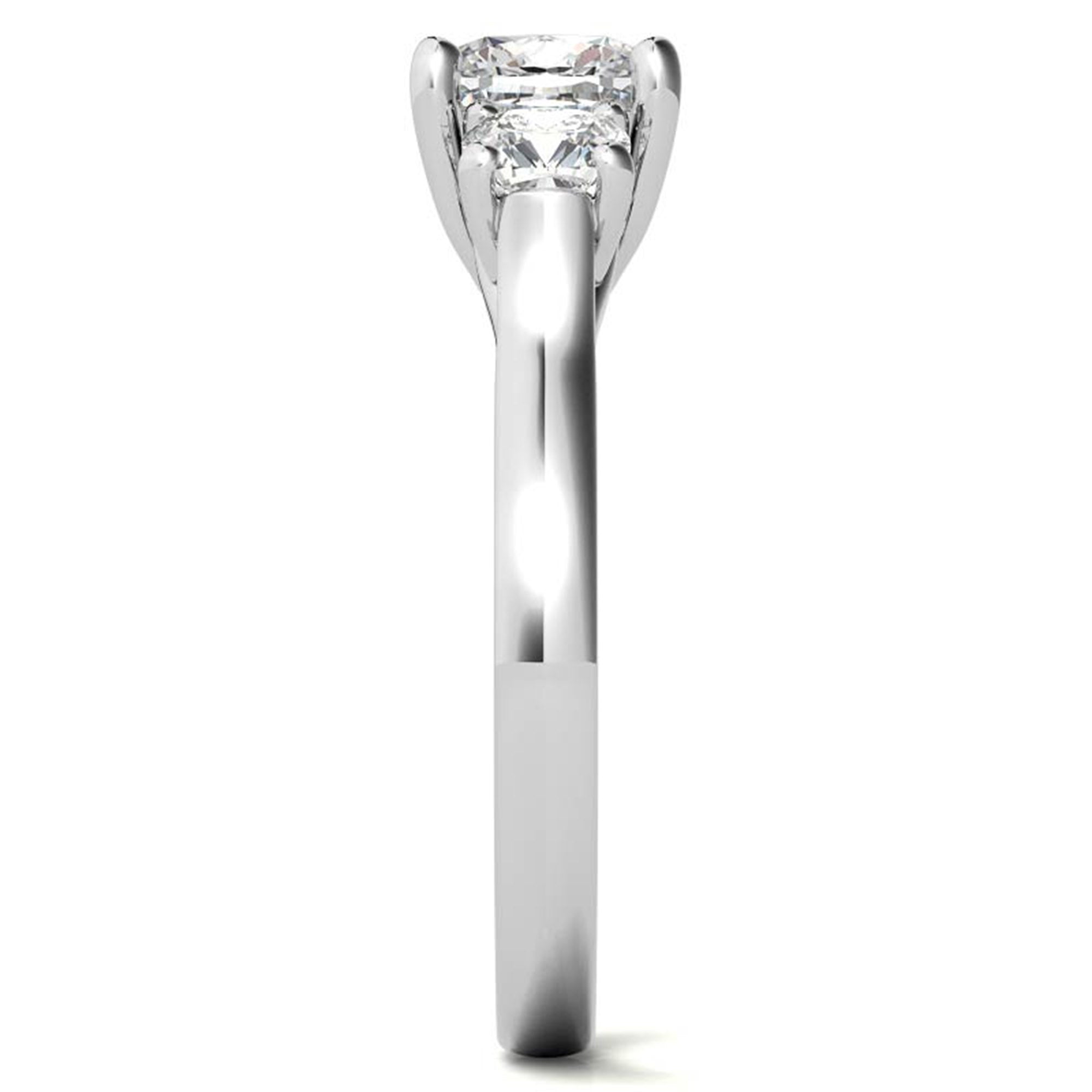 Adjustable sterling silver Charming White Gold Cushion Trinity Accented Three-Stone Engagement  ring for women