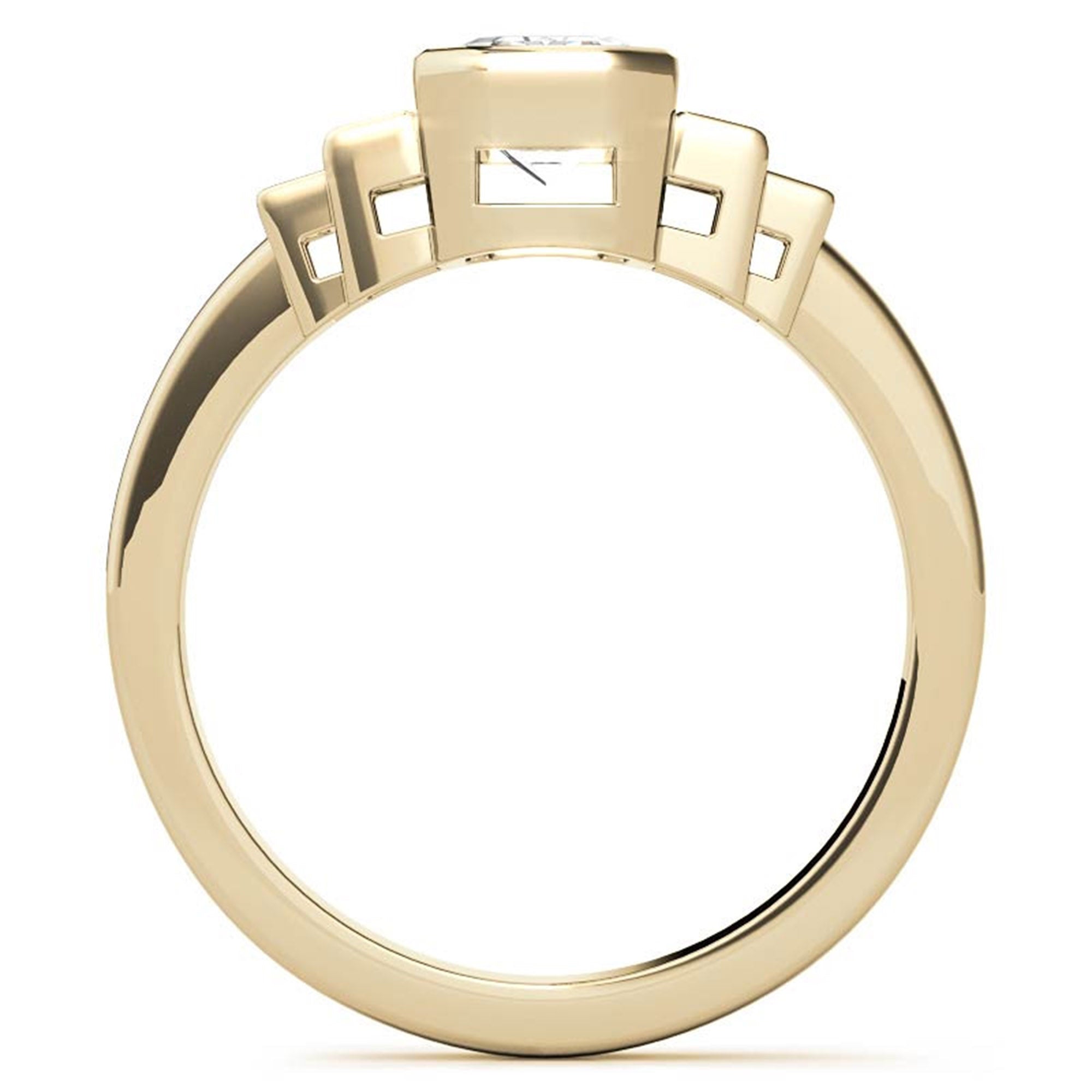 Sterling Silver Emerald-Cut Three-Stone Adjustable Engagement Yellow Gold Ring For Woman
