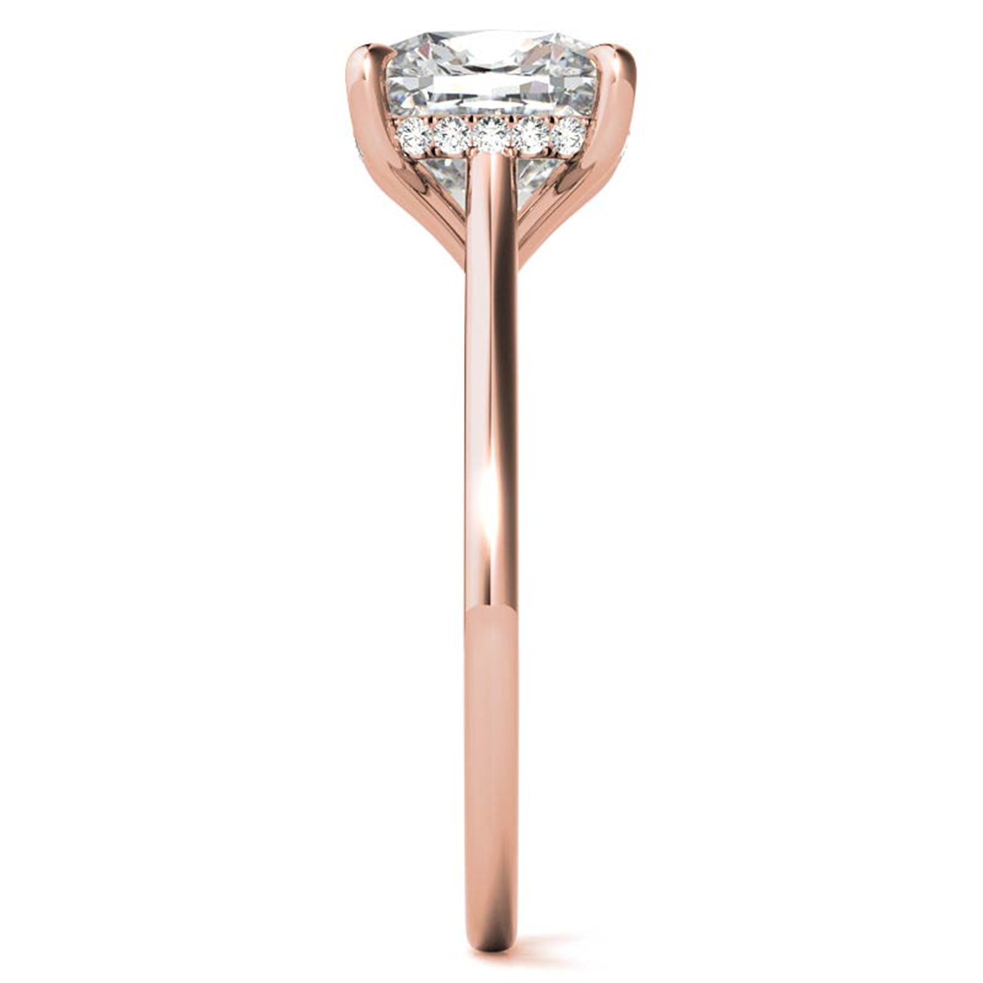 Sterling Silver Radiant Adjustable Elongated Cushion Cut Rose Gold Solitaire Ring For Women
