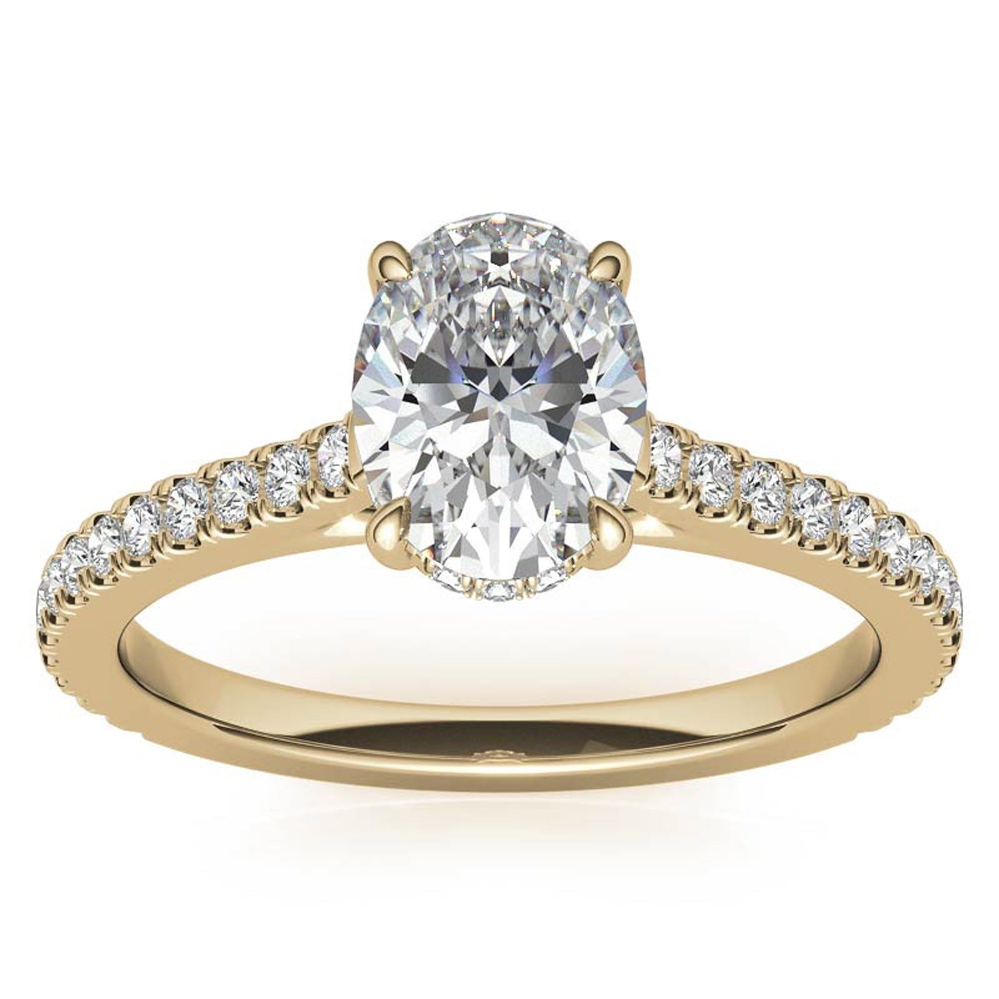 Elegant Classic  Sterling Silver Adjustable Oval Cut Zircon Pave Set Yellow Gold Engagement Ring For Women