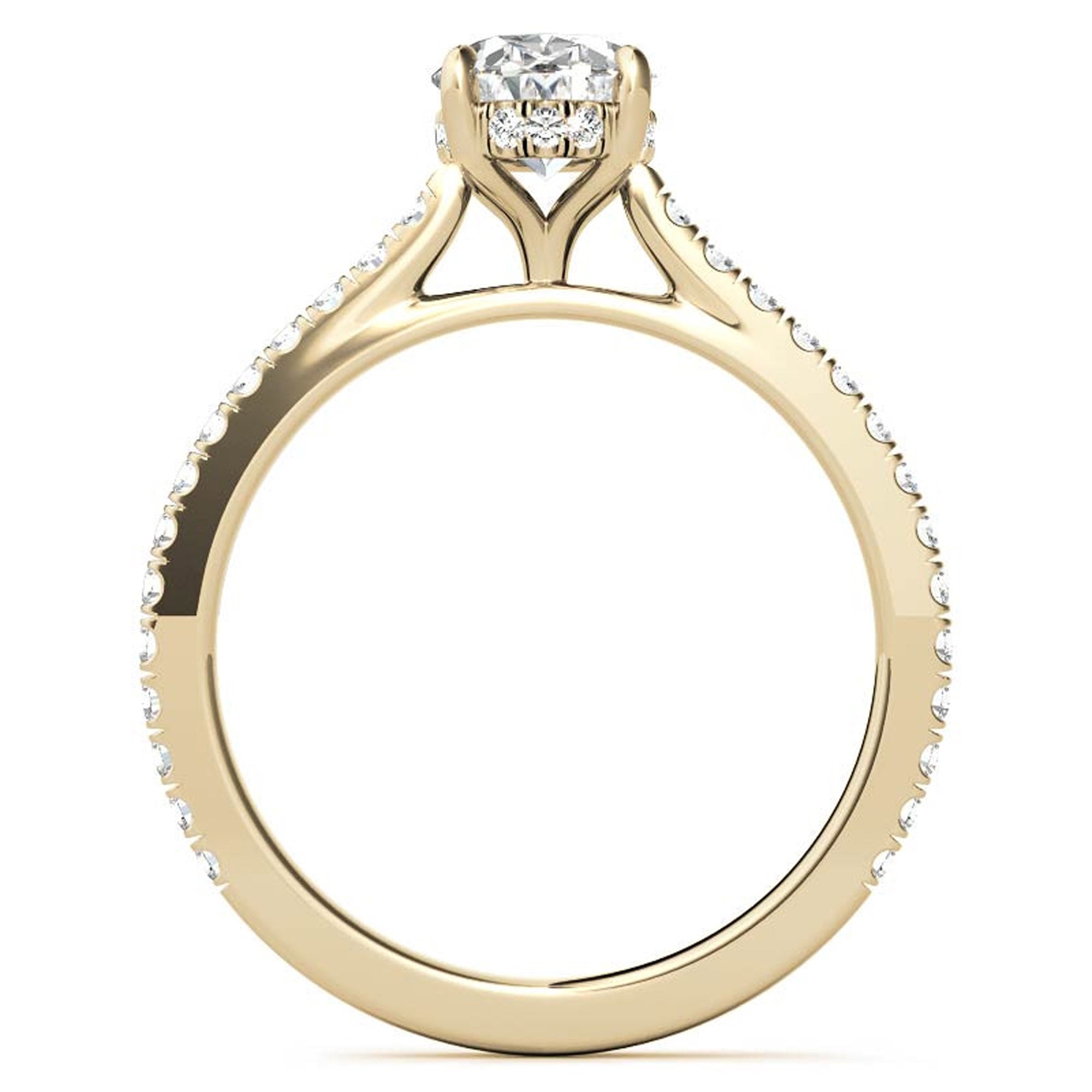 Elegant Classic  Sterling Silver Adjustable Oval Cut Zircon Pave Set Yellow Gold Engagement Ring For Women