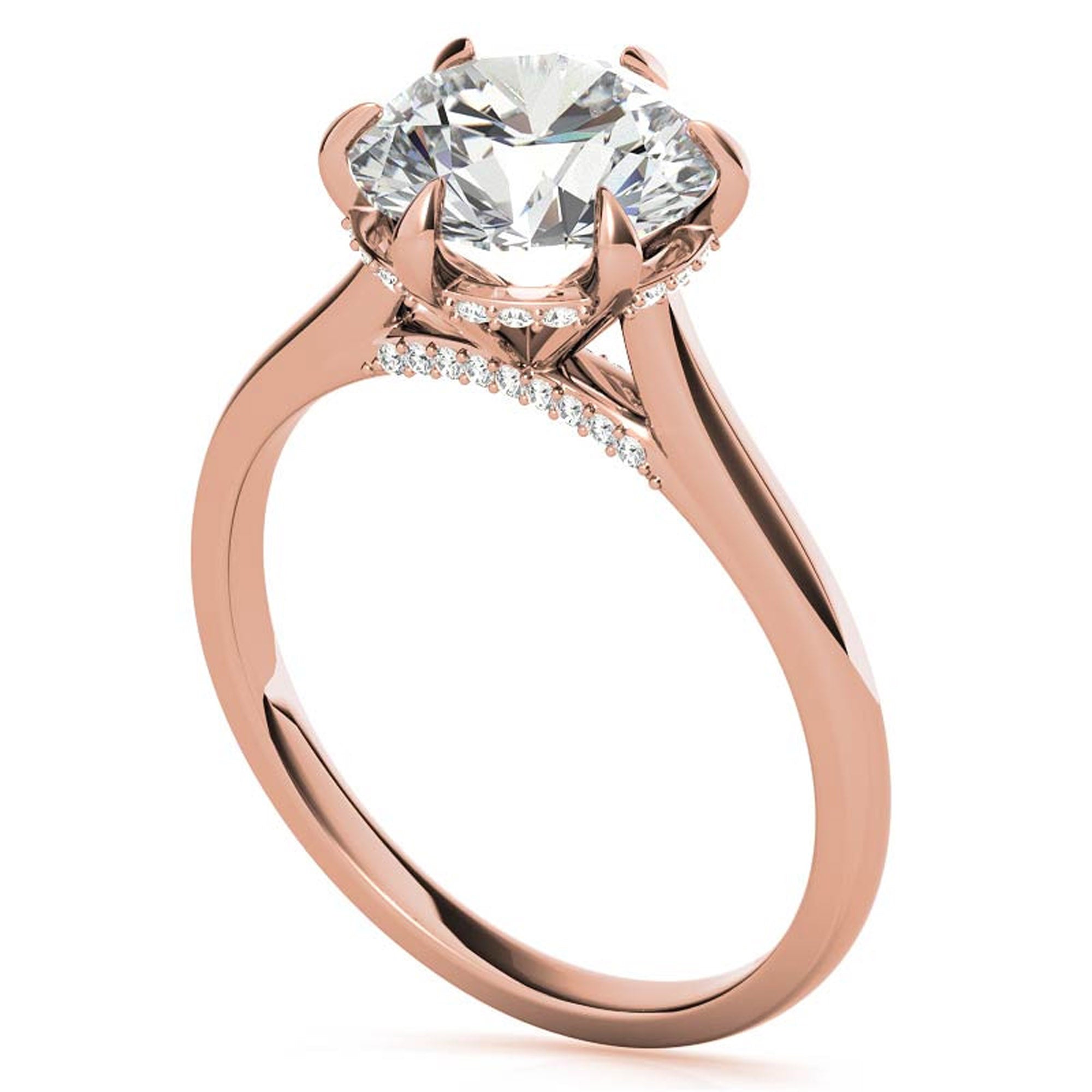Hidden Halo Rose Gold Plated Ring