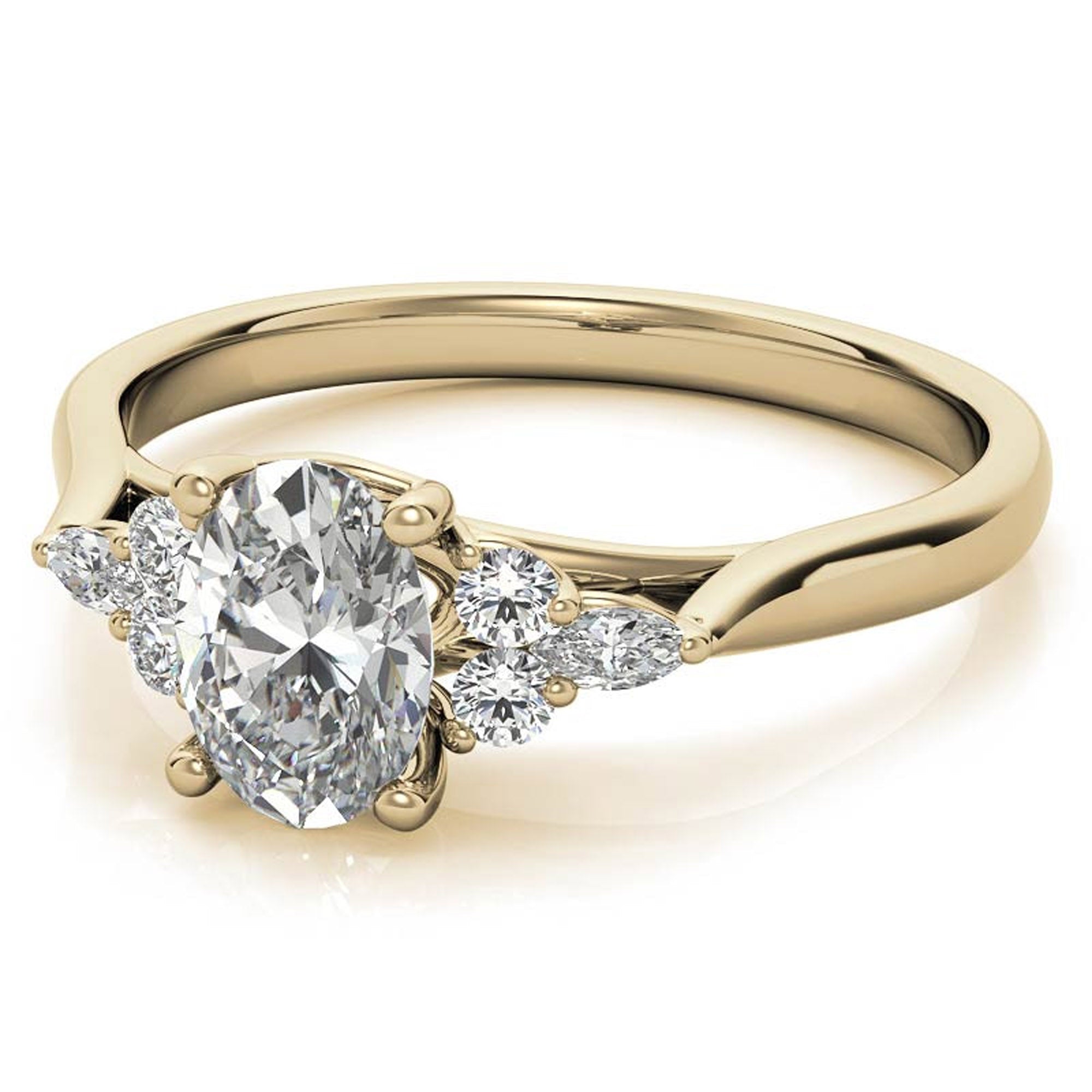 Stunning Adjustable Floral Cluster Ring - Sterling Silver with Elegant Yellow Gold Plating