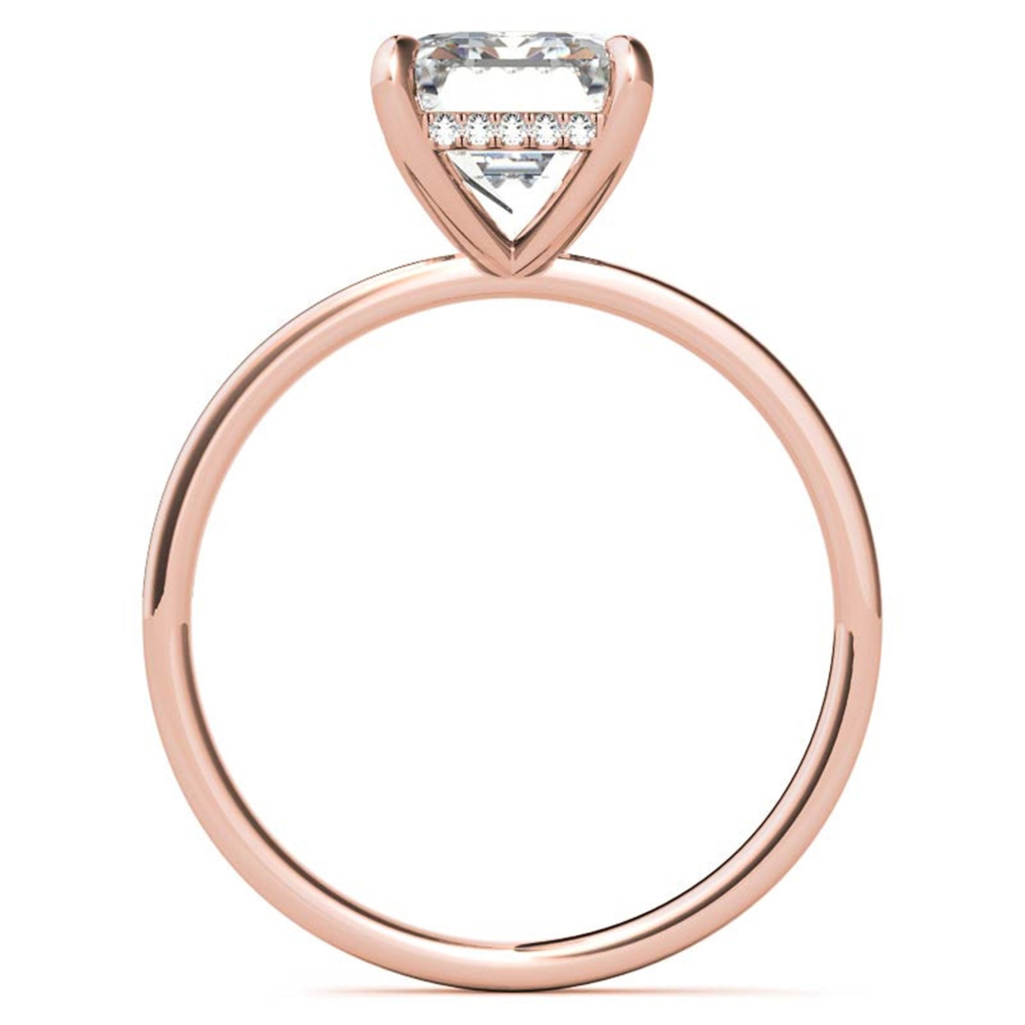 Adjustable Elegant Sterling Silver Rose Gold Emerald-Cut Solitaire Ring – Perfect for Engagements