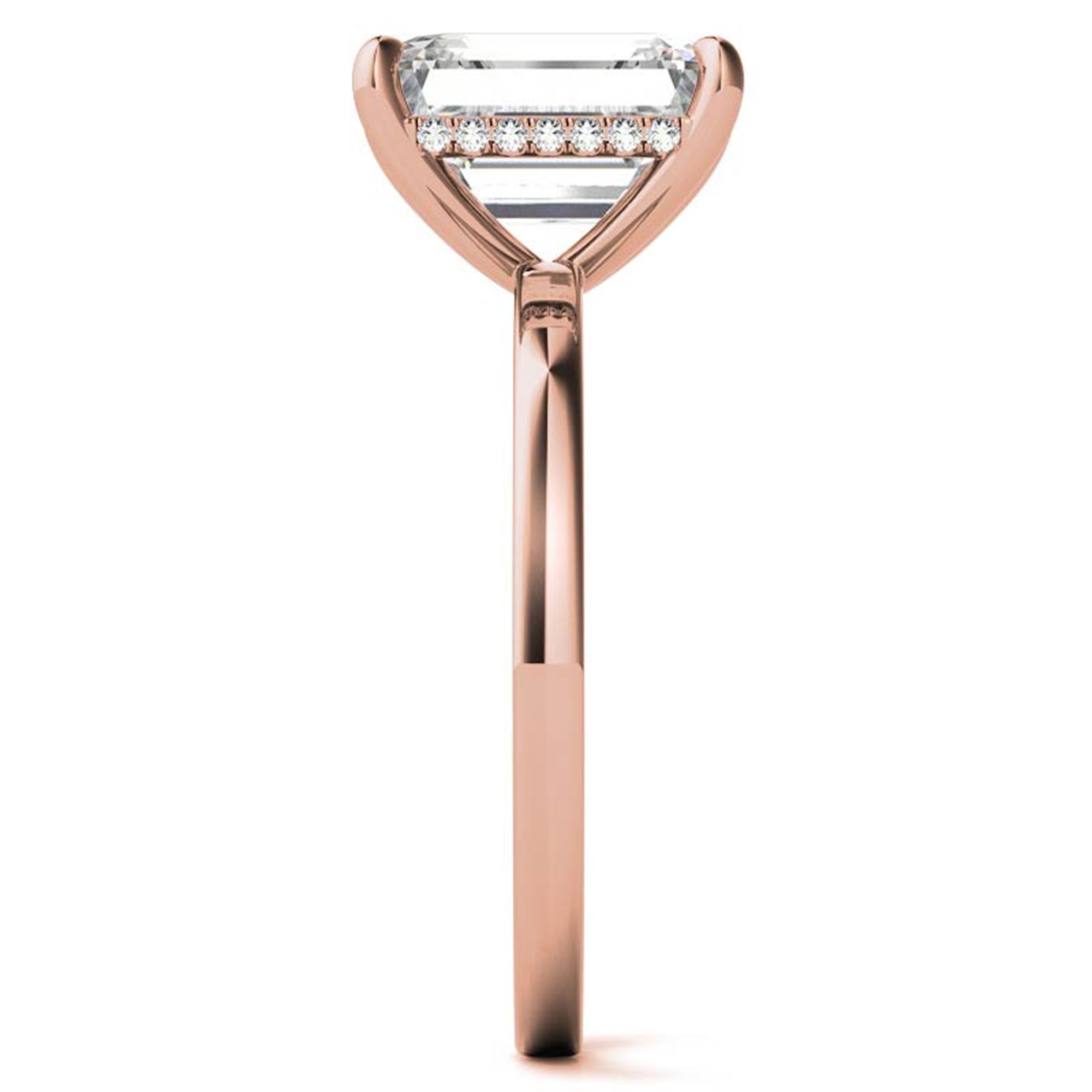 Adjustable Elegant Sterling Silver Rose Gold Emerald-Cut Solitaire Ring – Perfect for Engagements