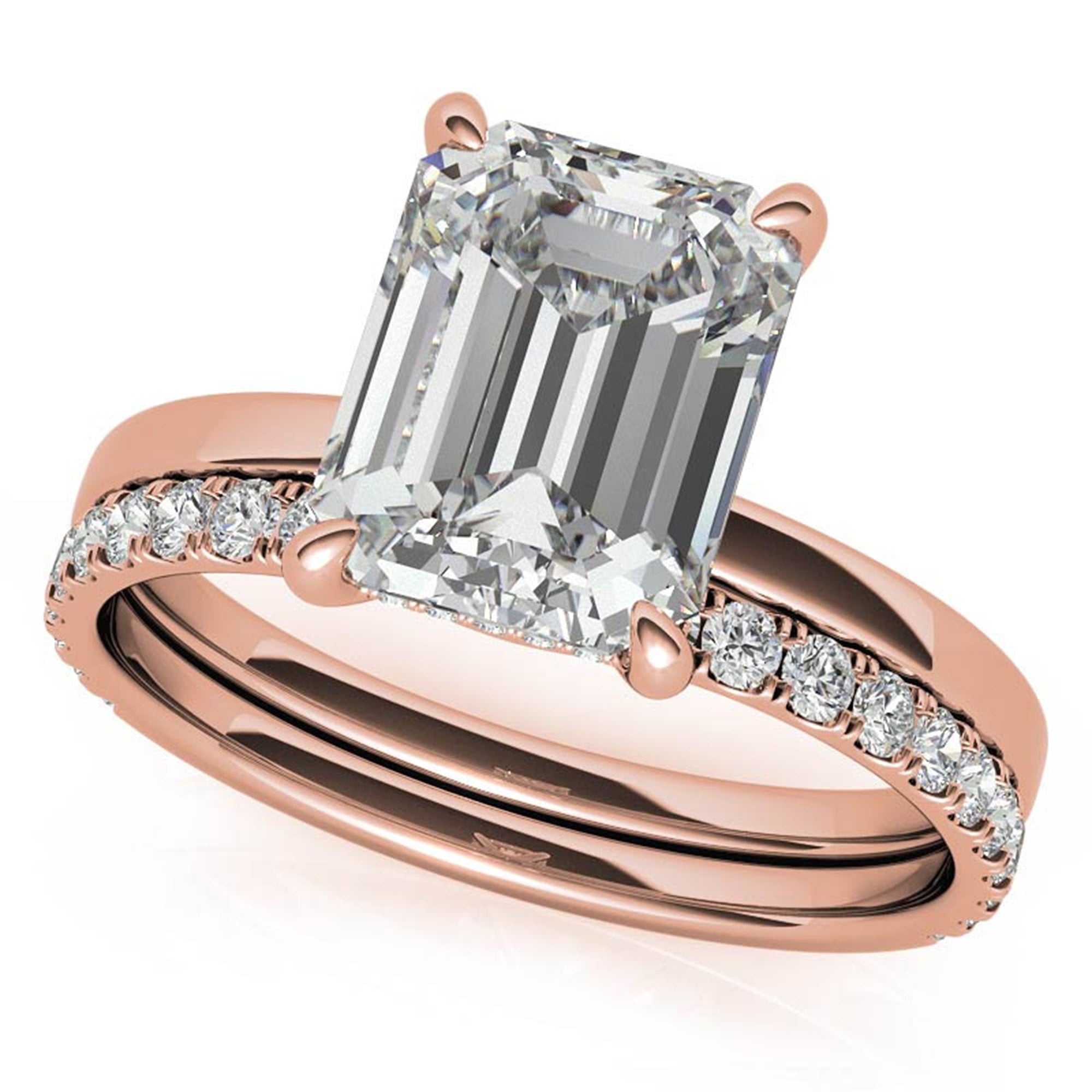 Adjustable Elegant Sterling Silver Rose Gold Emerald-Cut Solitaire Ring – Perfect for Engagements