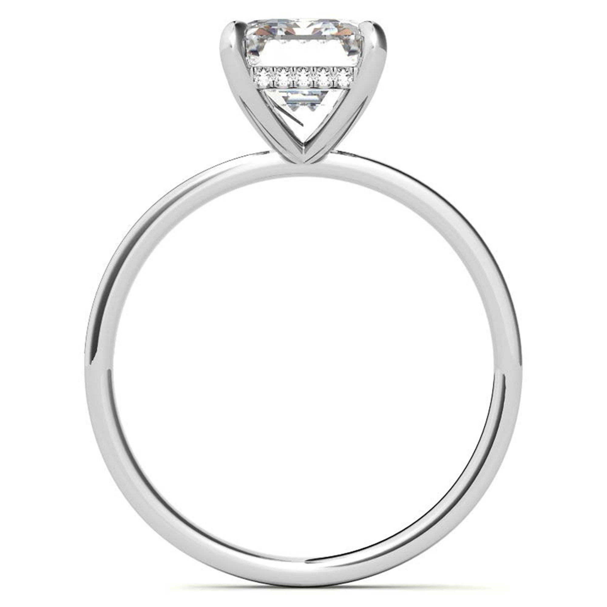 Adjustable Elegant Sterling Silver White Gold Emerald-Cut Solitaire Ring – Perfect for Engagements
