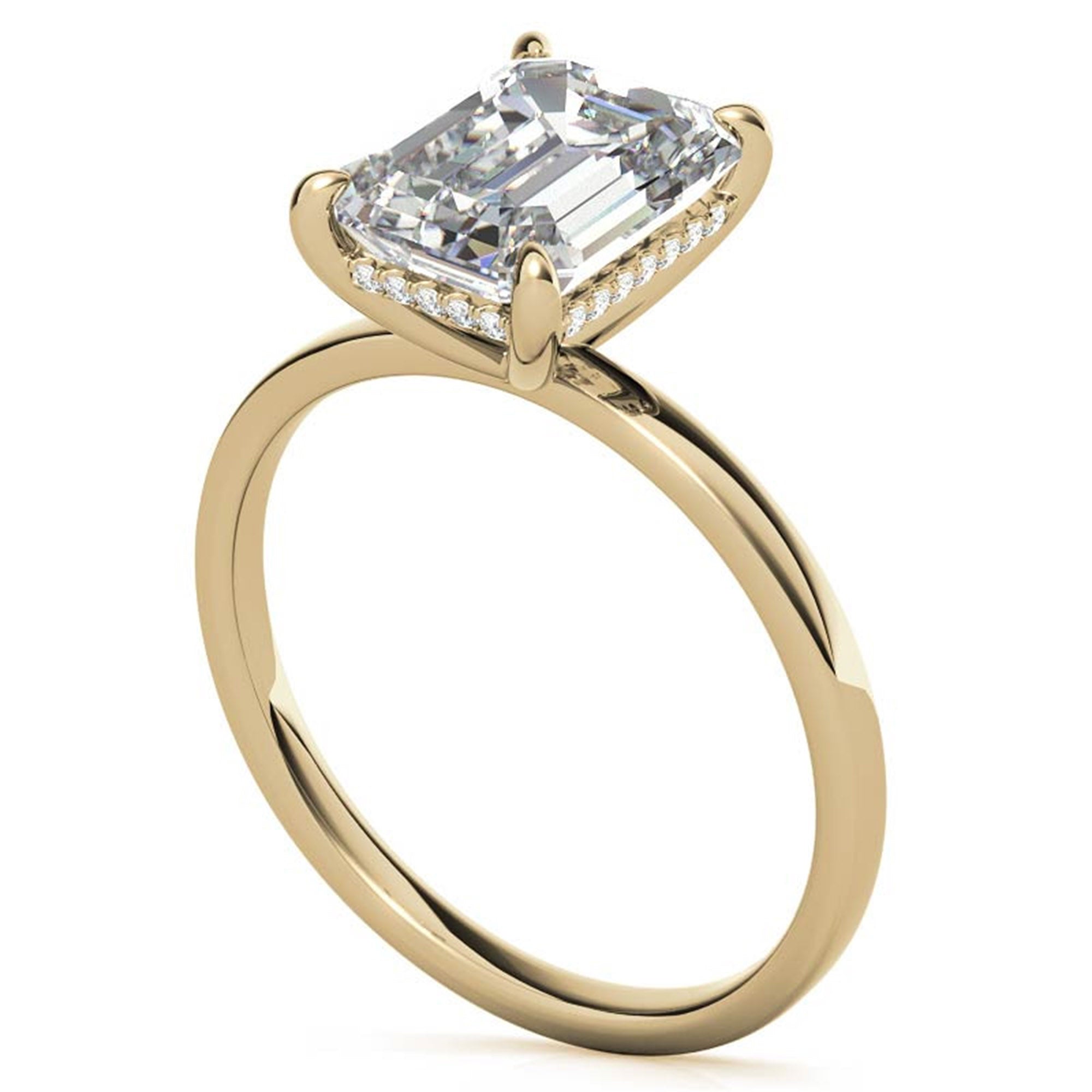 Adjustable  Elegant  Sterling Silver Yellow Gold Emerald-Cut Solitaire  Ring – Perfect for Engagements