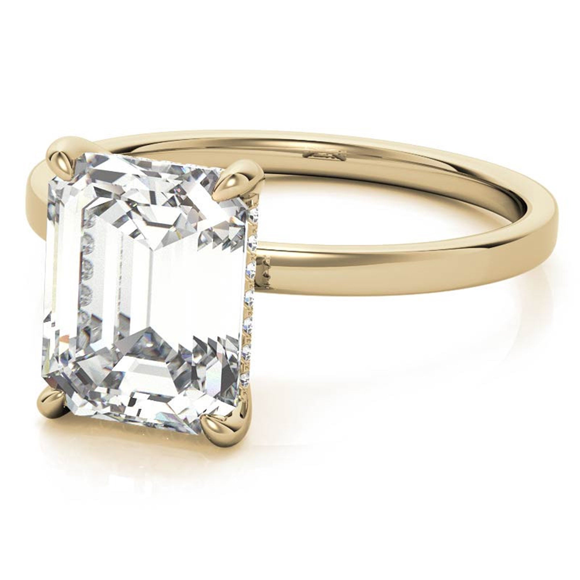 Adjustable  Elegant  Sterling Silver Yellow Gold Emerald-Cut Solitaire  Ring – Perfect for Engagements