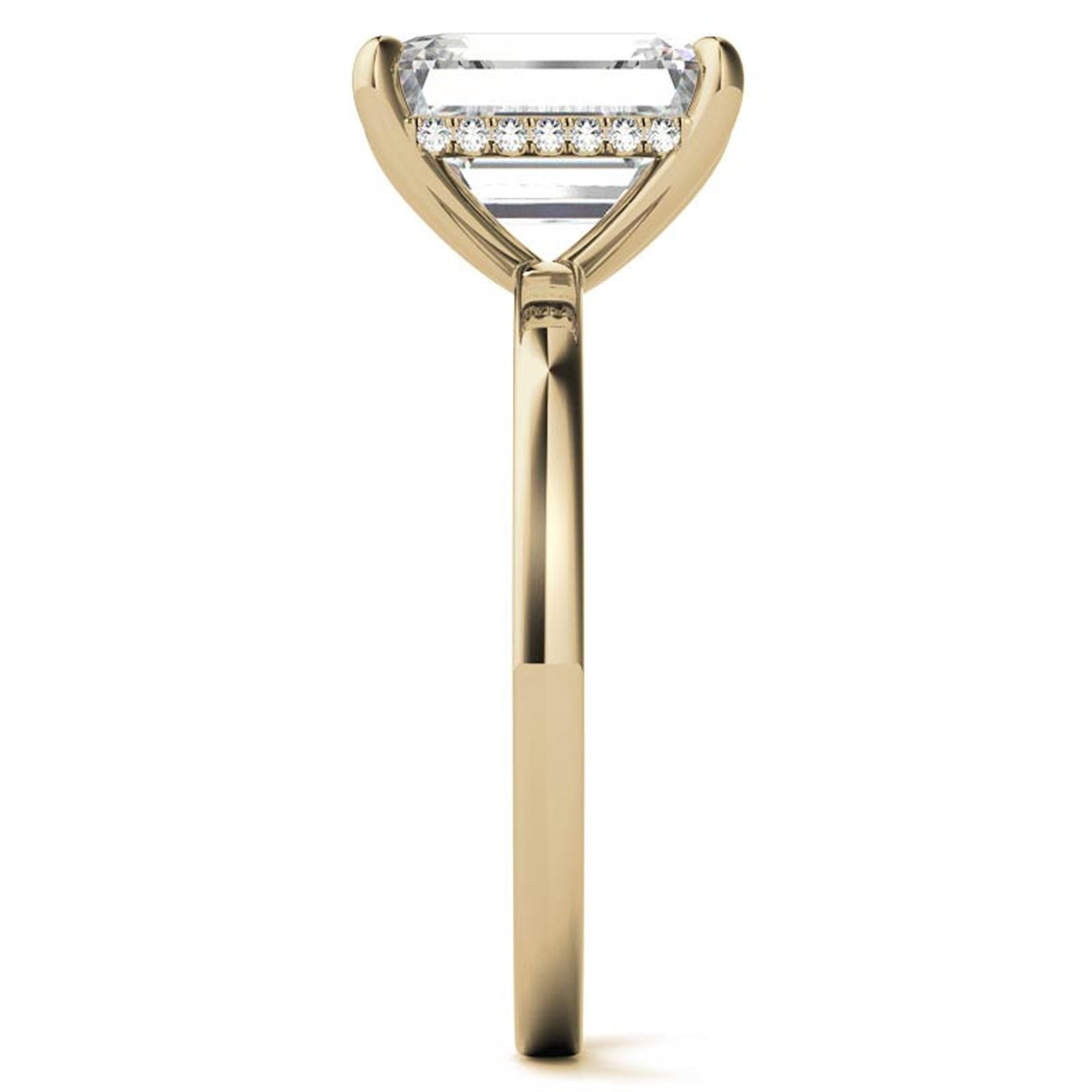 Adjustable  Elegant  Sterling Silver Yellow Gold Emerald-Cut Solitaire  Ring – Perfect for Engagements