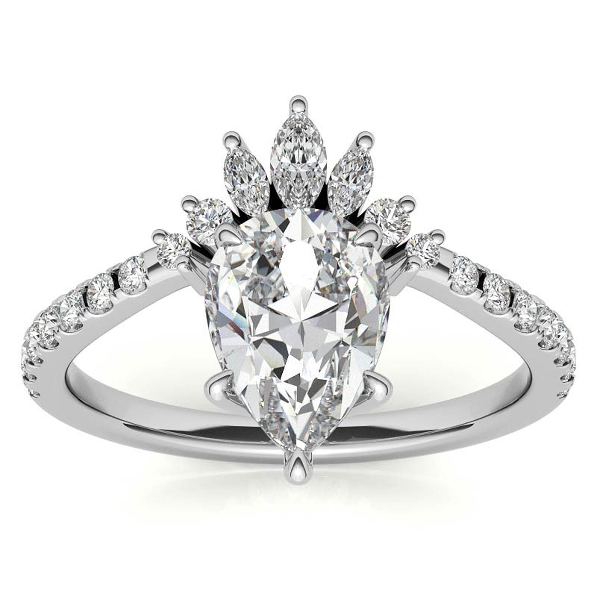 Silver Radiant Crown Sparkle Ring