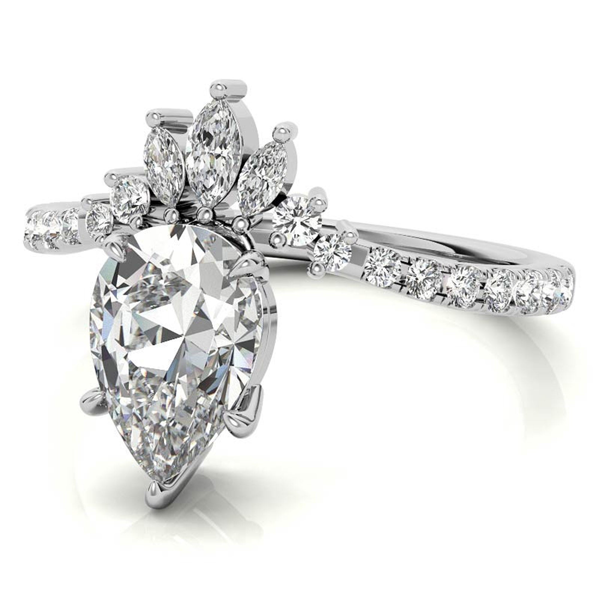 Silver Radiant Crown Sparkle Ring