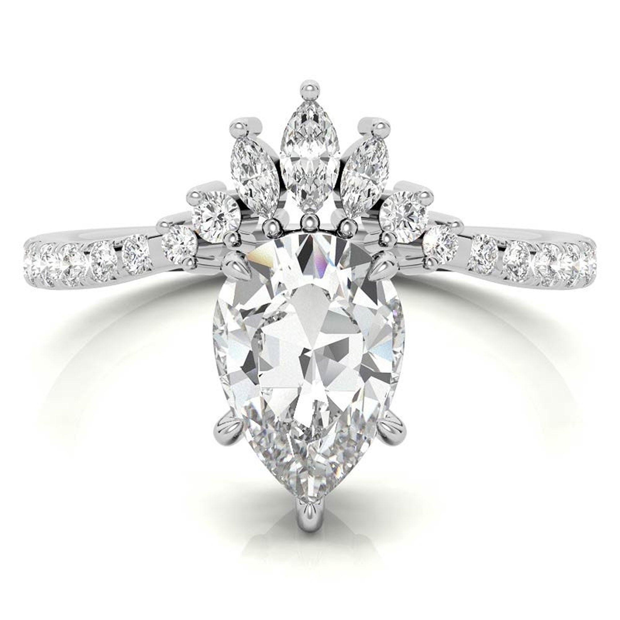 Silver Radiant Crown Sparkle Ring