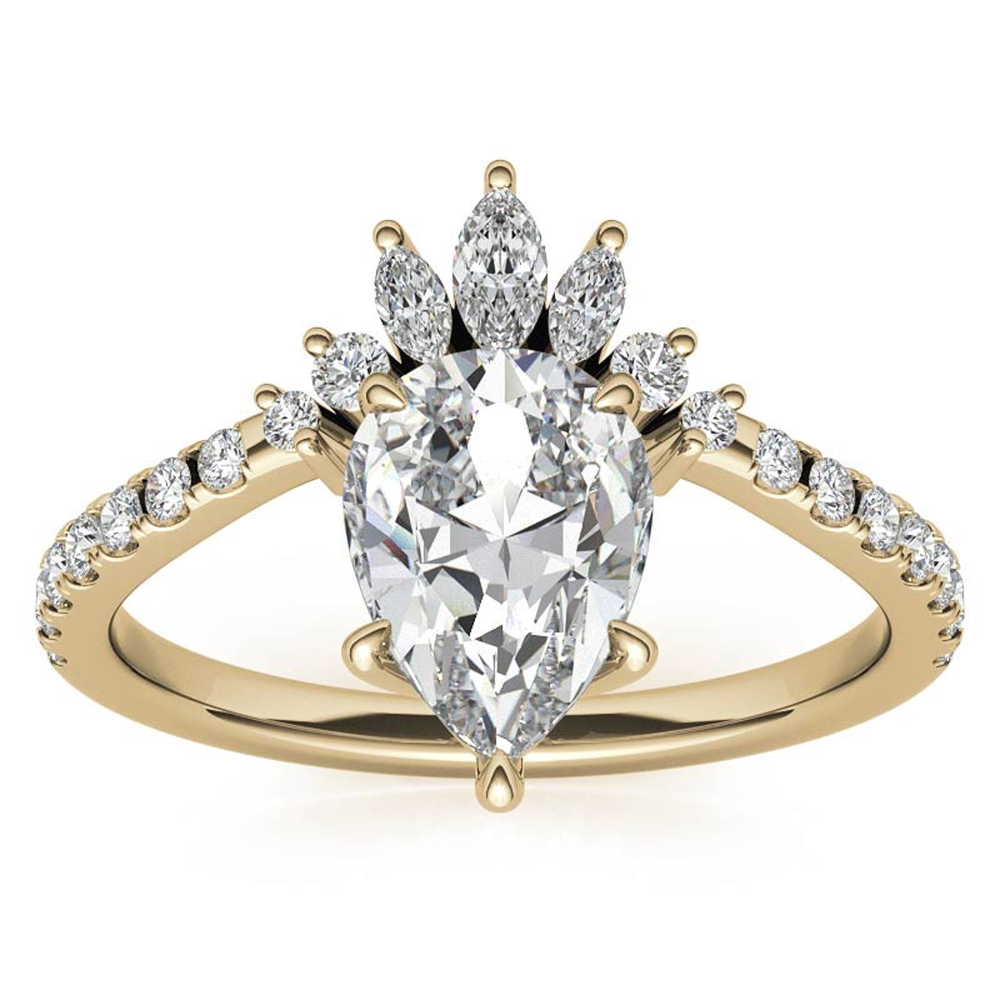 Sparkling Petal Crown Ring