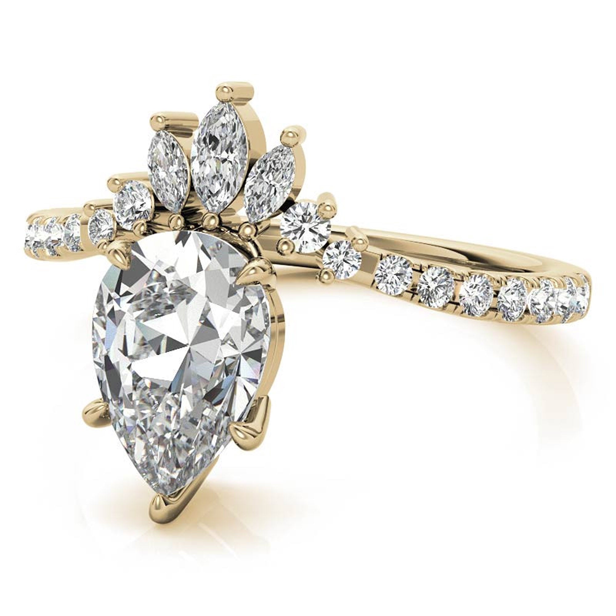 Sparkling Petal Crown Ring